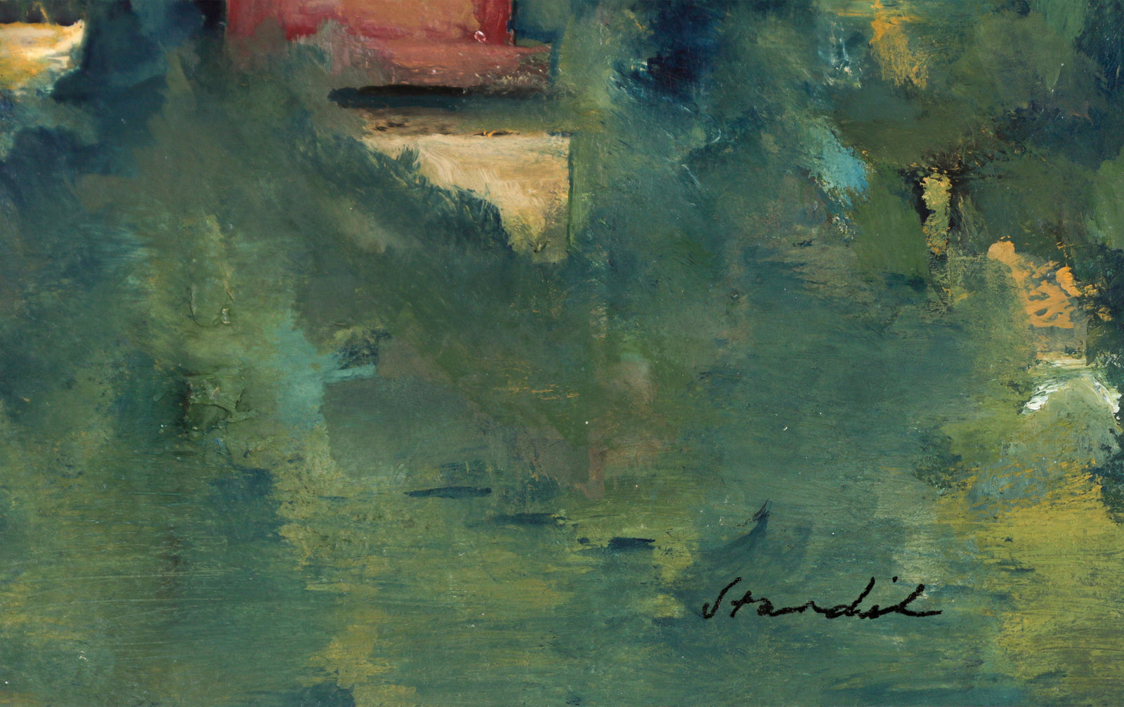 Warm Abstracted Los Angeles Hills <br>1980 Oil <br><br>#B6689