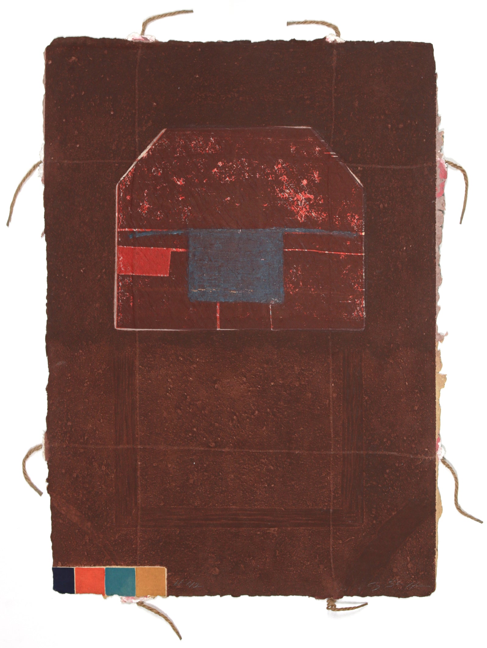 <i>#42</i> <br>1980s Collograph on Handmade Paper with String <br><br>#B6761