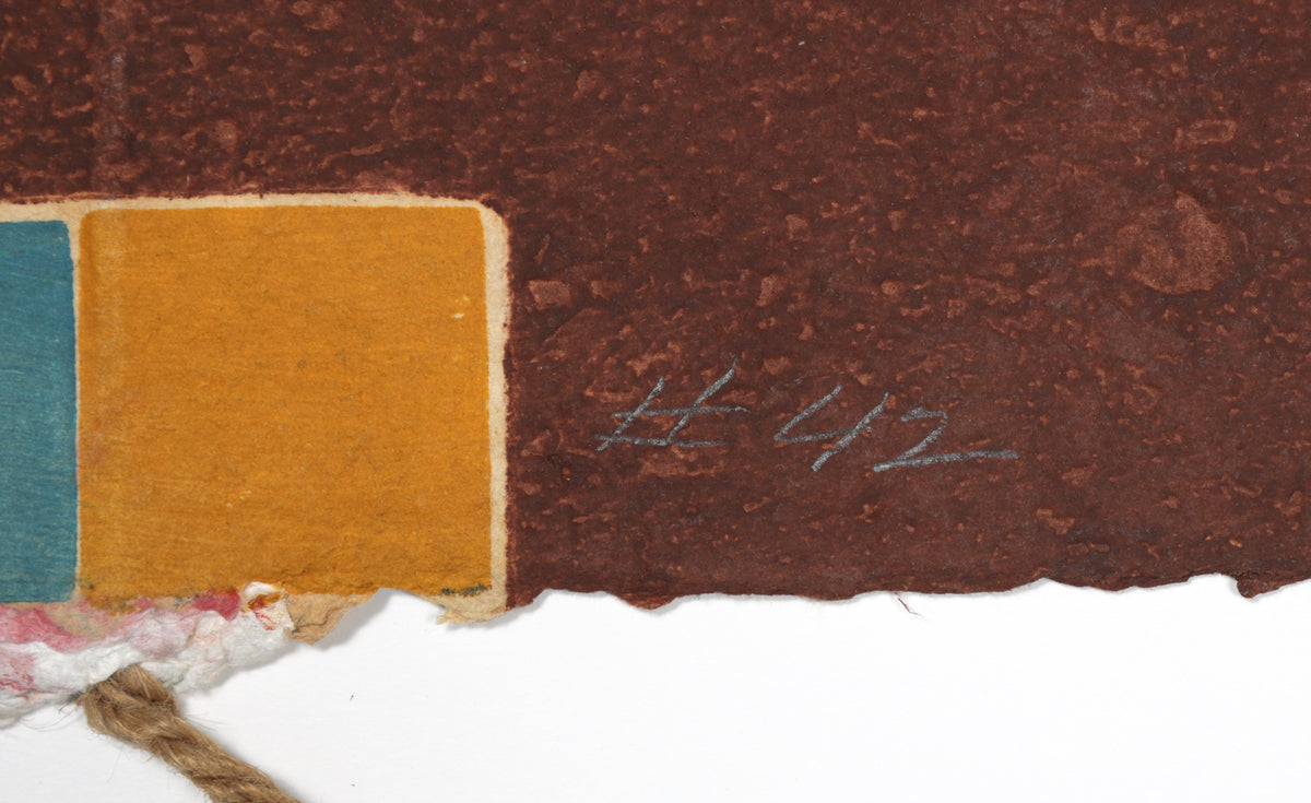 <i>#42</i> <br>1980s Collograph on Handmade Paper with String <br><br>#B6761