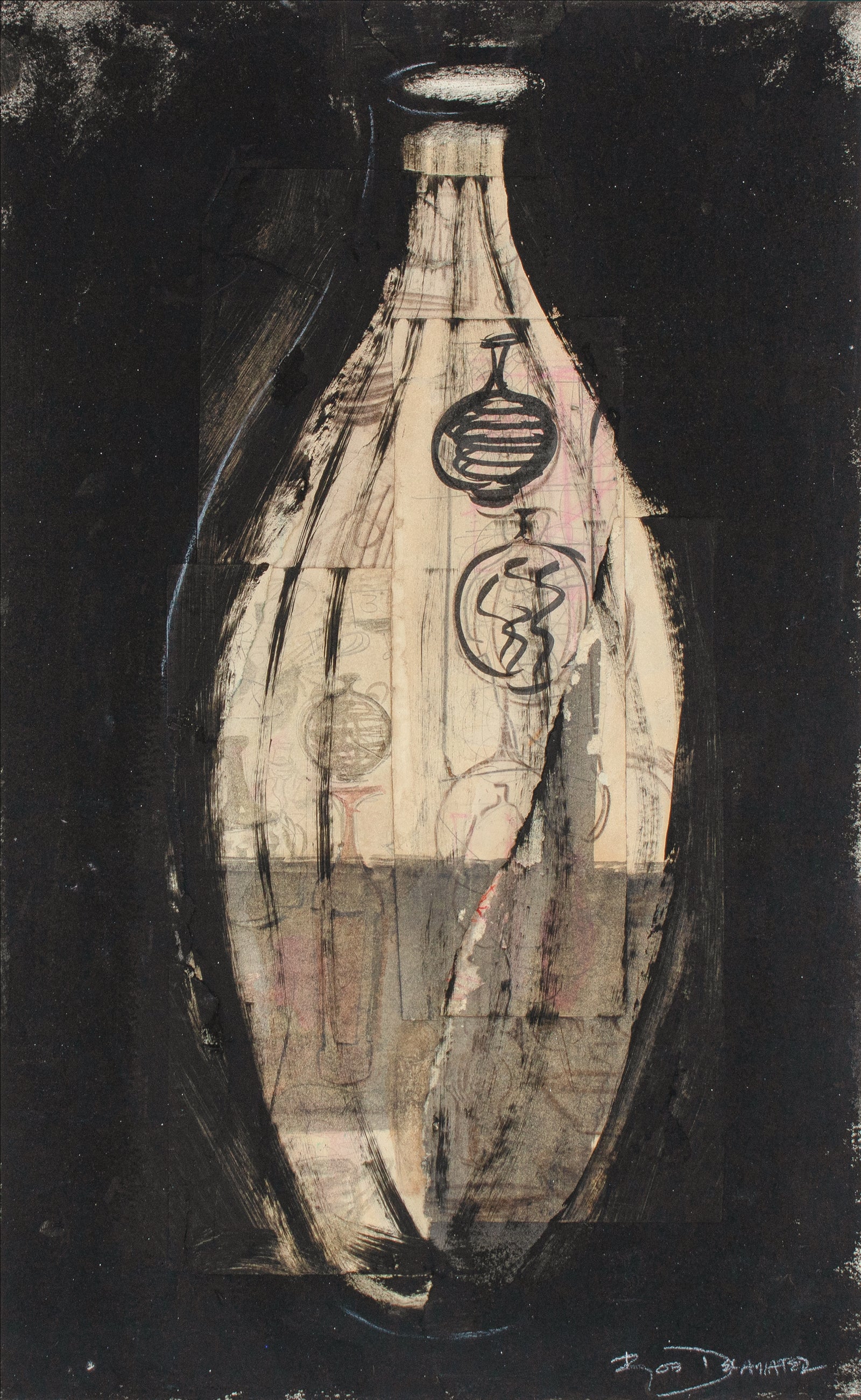 <i>Homage to Bevier</i> <br>2021 Oil & Collage <br><br>#B6870