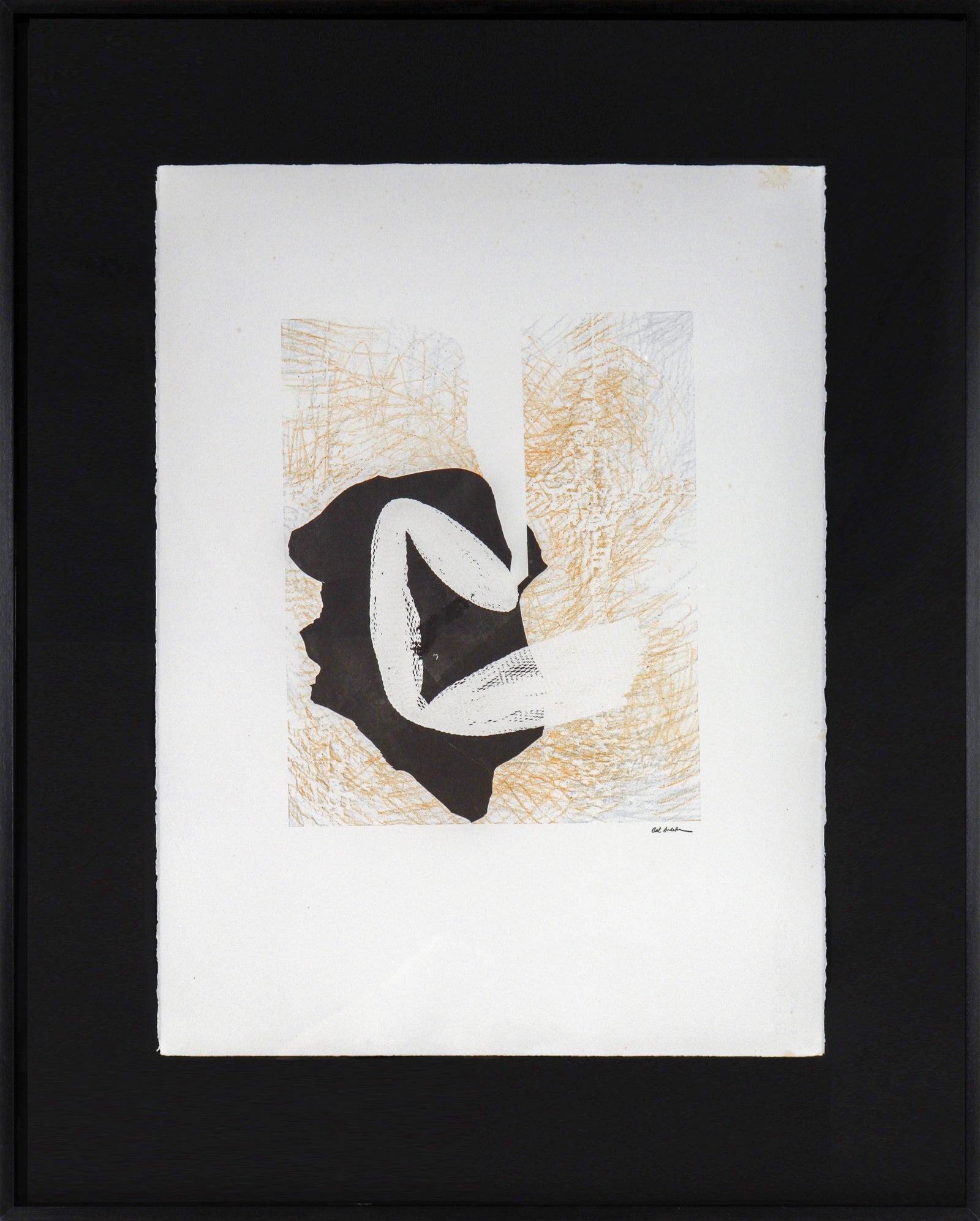 Modernist Monochrome Abstract <br>20th Century Monotype <br><br>#B6888