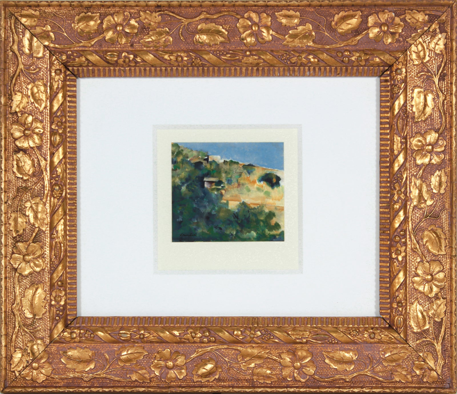 Abstracted Los Angeles Hills Scene <br>20th Century Oil on Paper <br><br>#B7514