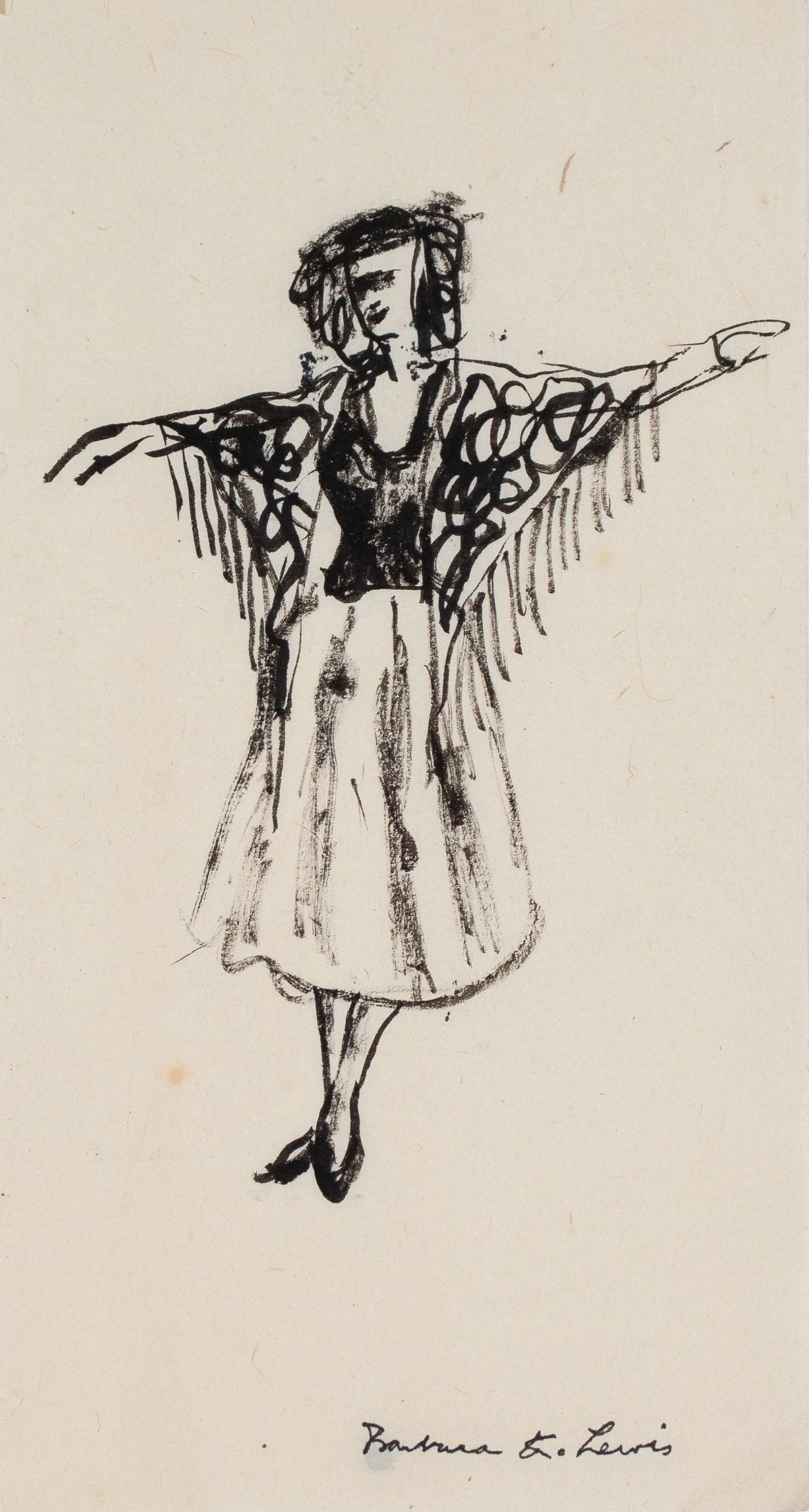 Woman with Shawl &lt;br&gt;Early 20th Century Ink &lt;br&gt;&lt;br&gt;#C0030