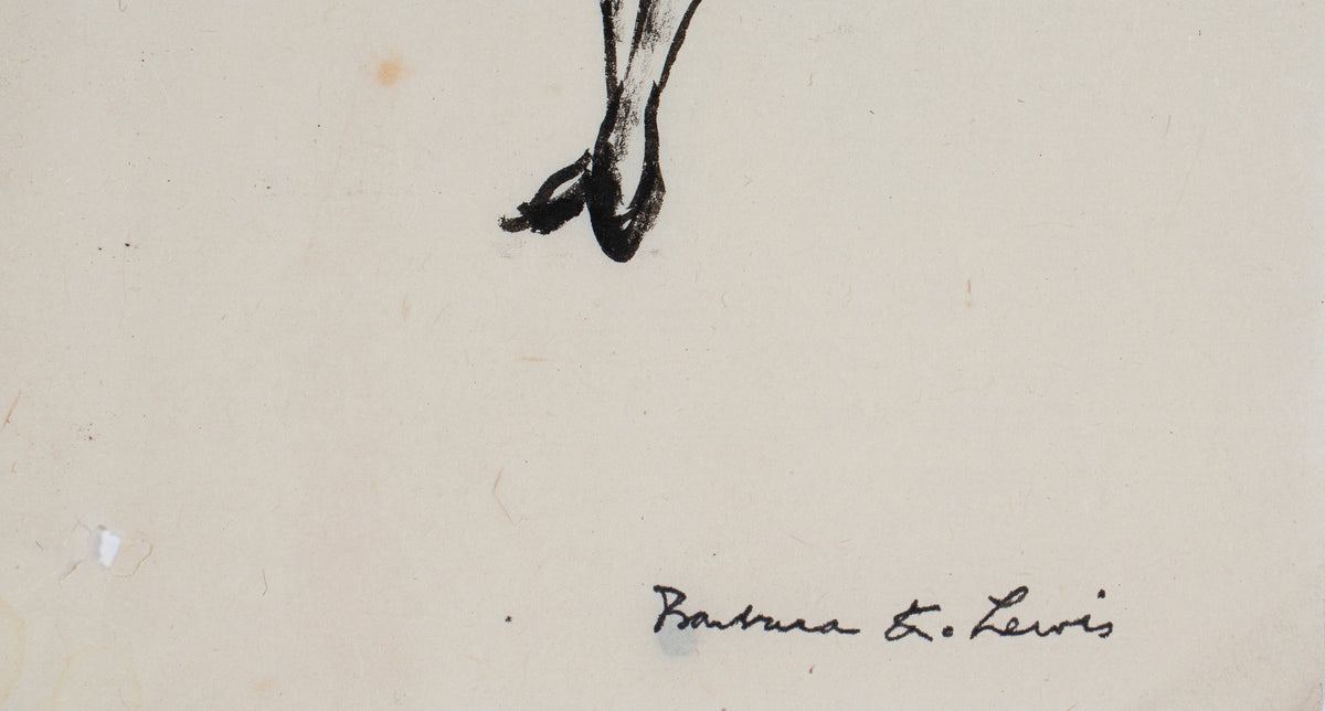 Woman with Shawl <br>Early 20th Century Ink <br><br>#C0030