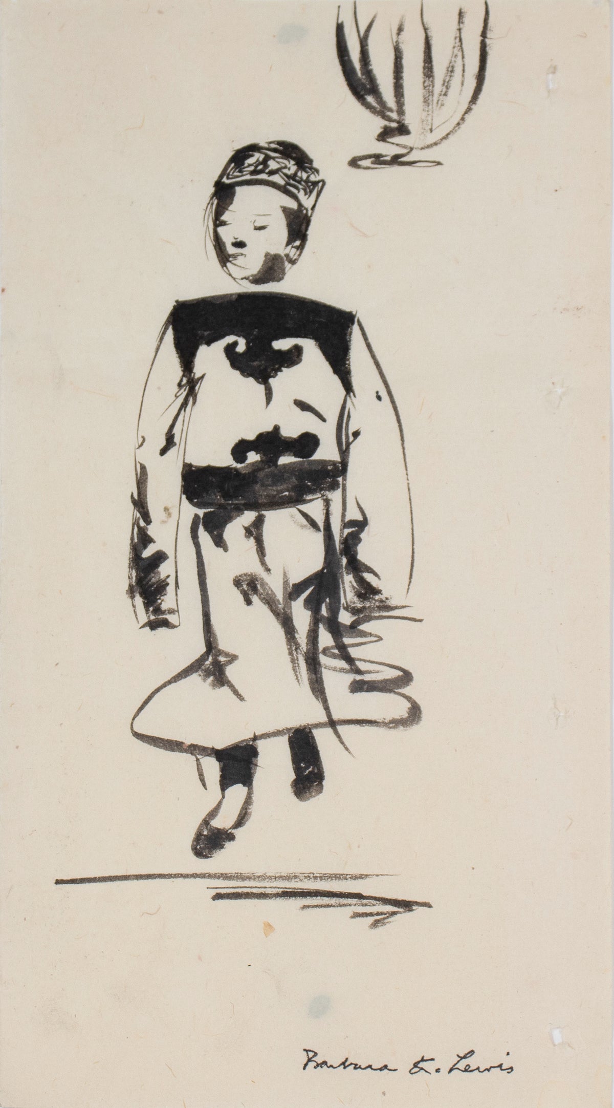 Figure in Asian Robes &lt;br&gt;Early 20th Century Ink &lt;br&gt;&lt;br&gt;#C0032