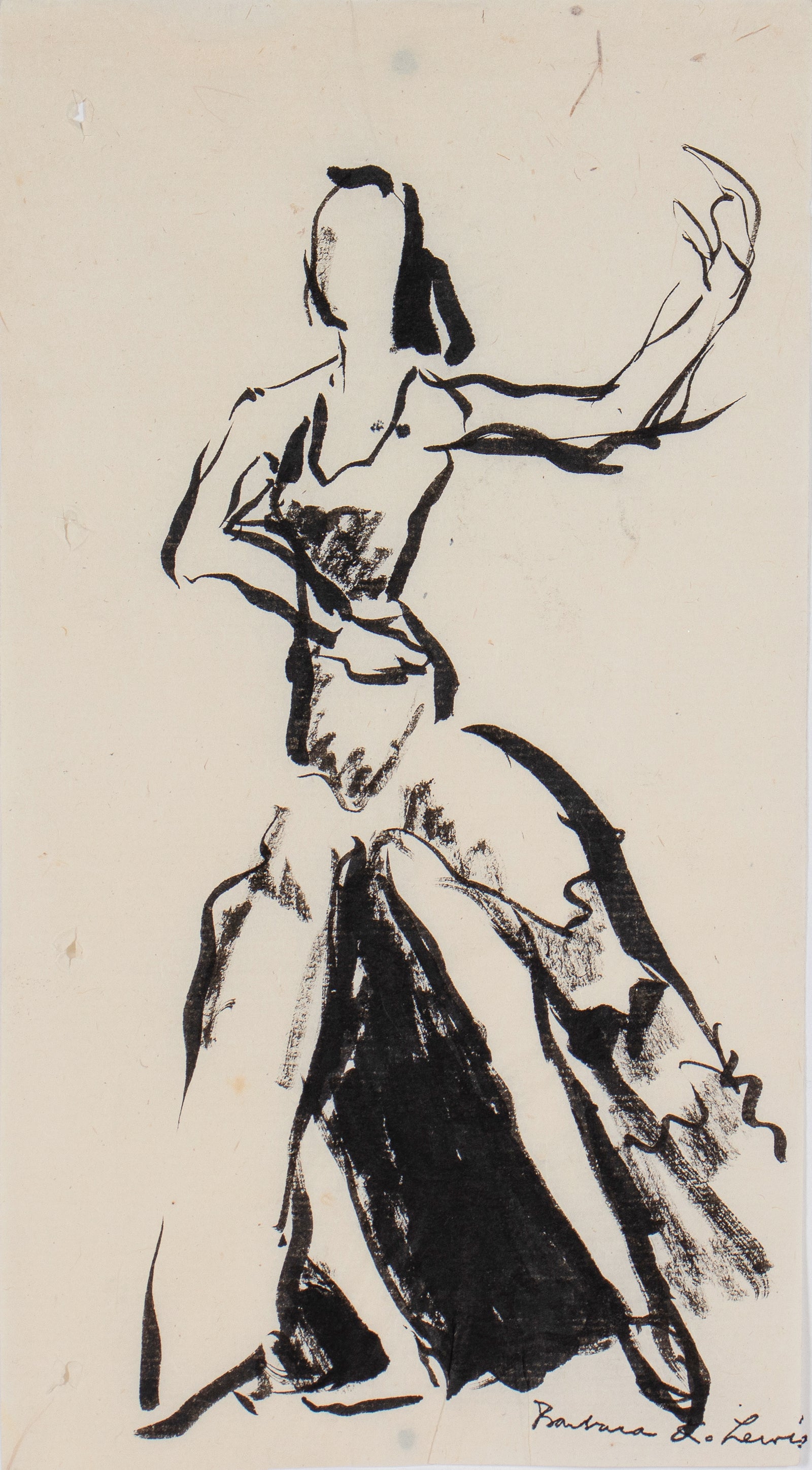 Woman in Motion <br>Early 20th Century Ink <br><br>#C0034