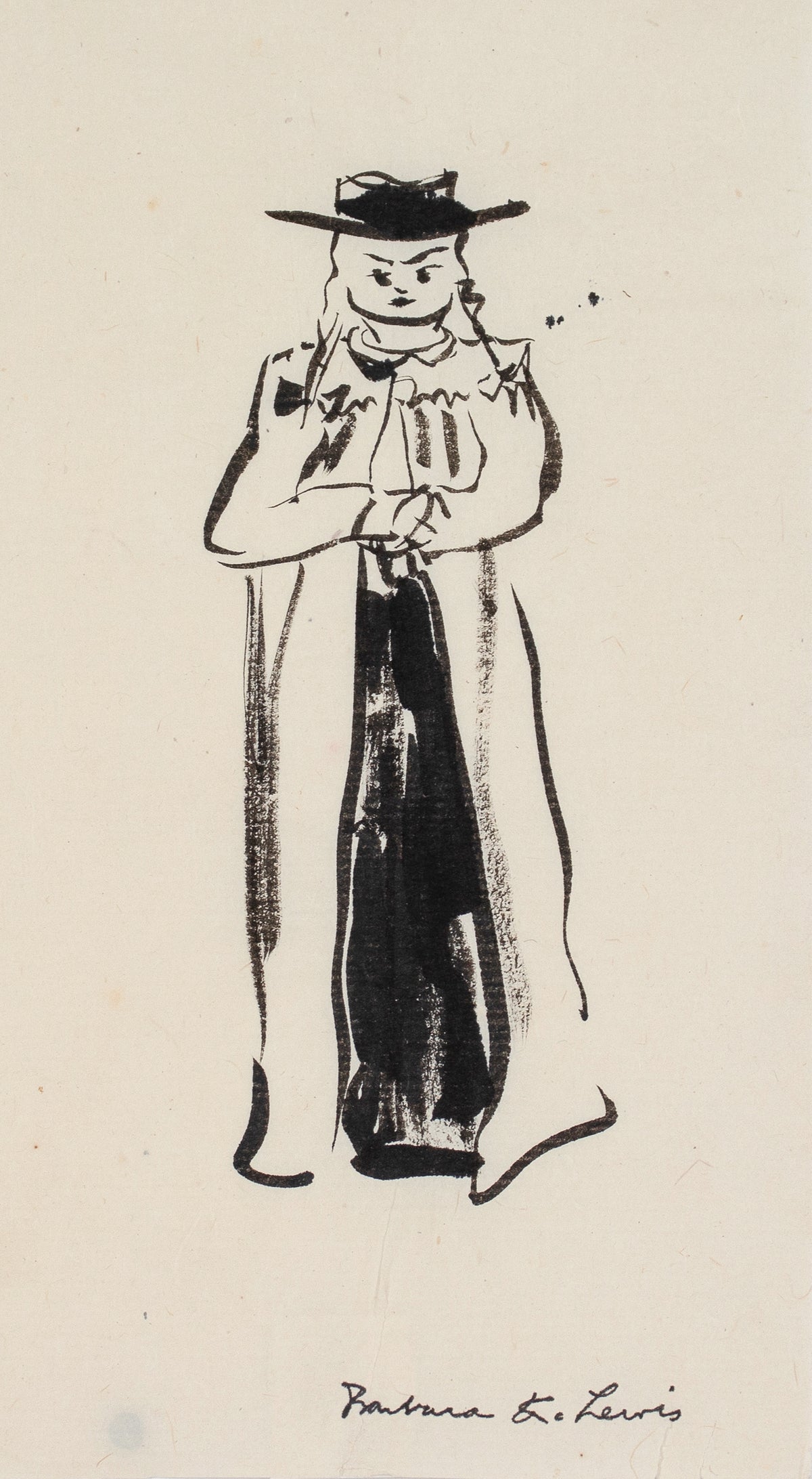 Figure with Hat &lt;br&gt;Early 20th Century Ink &lt;br&gt;&lt;br&gt;#C0038