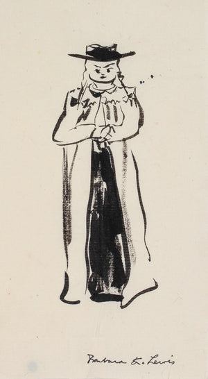 Figure with Hat <br>Early 20th Century Ink <br><br>#C0038