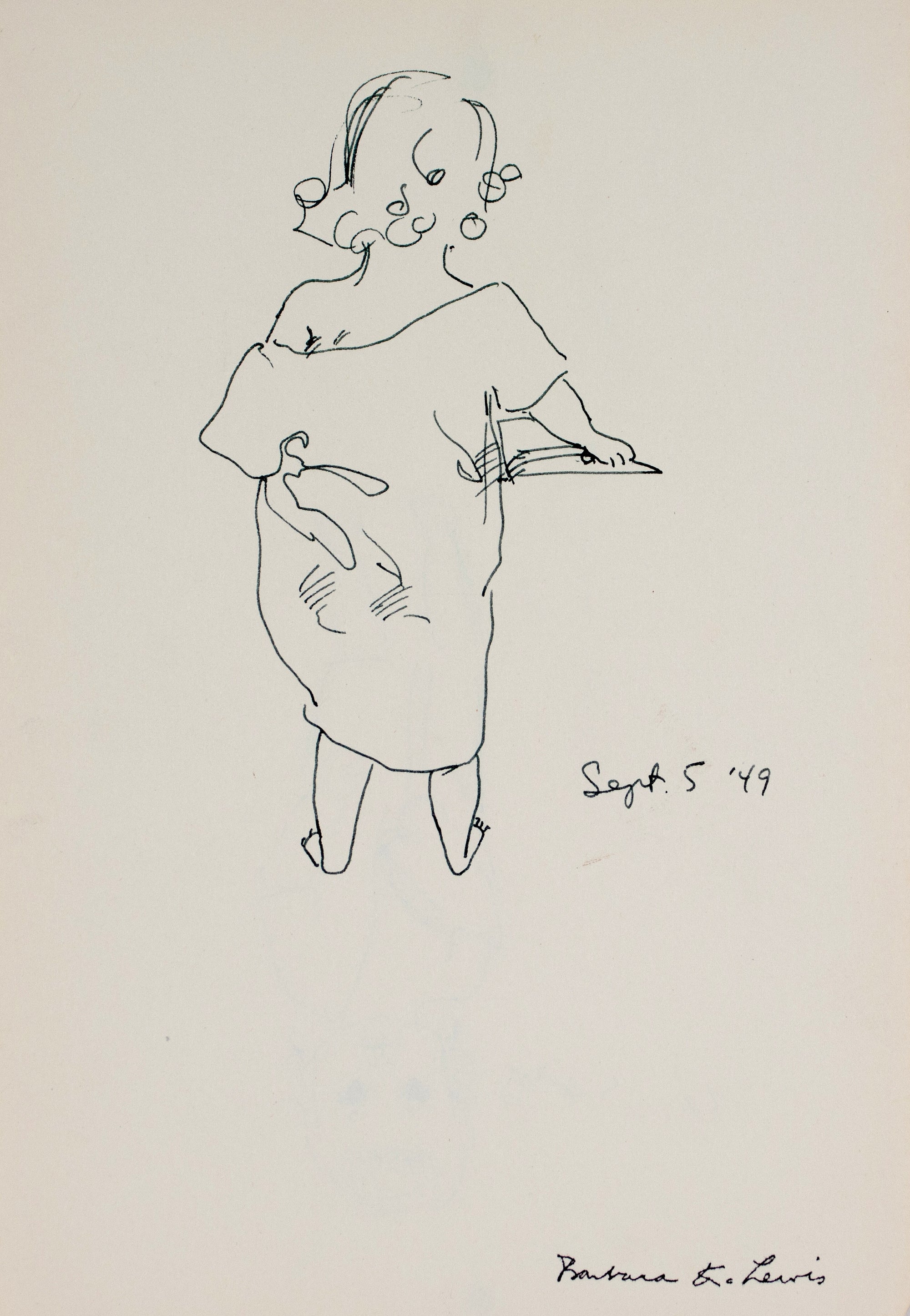 Stylized Female Figure <br>1949 Ink <br><br>#C0042