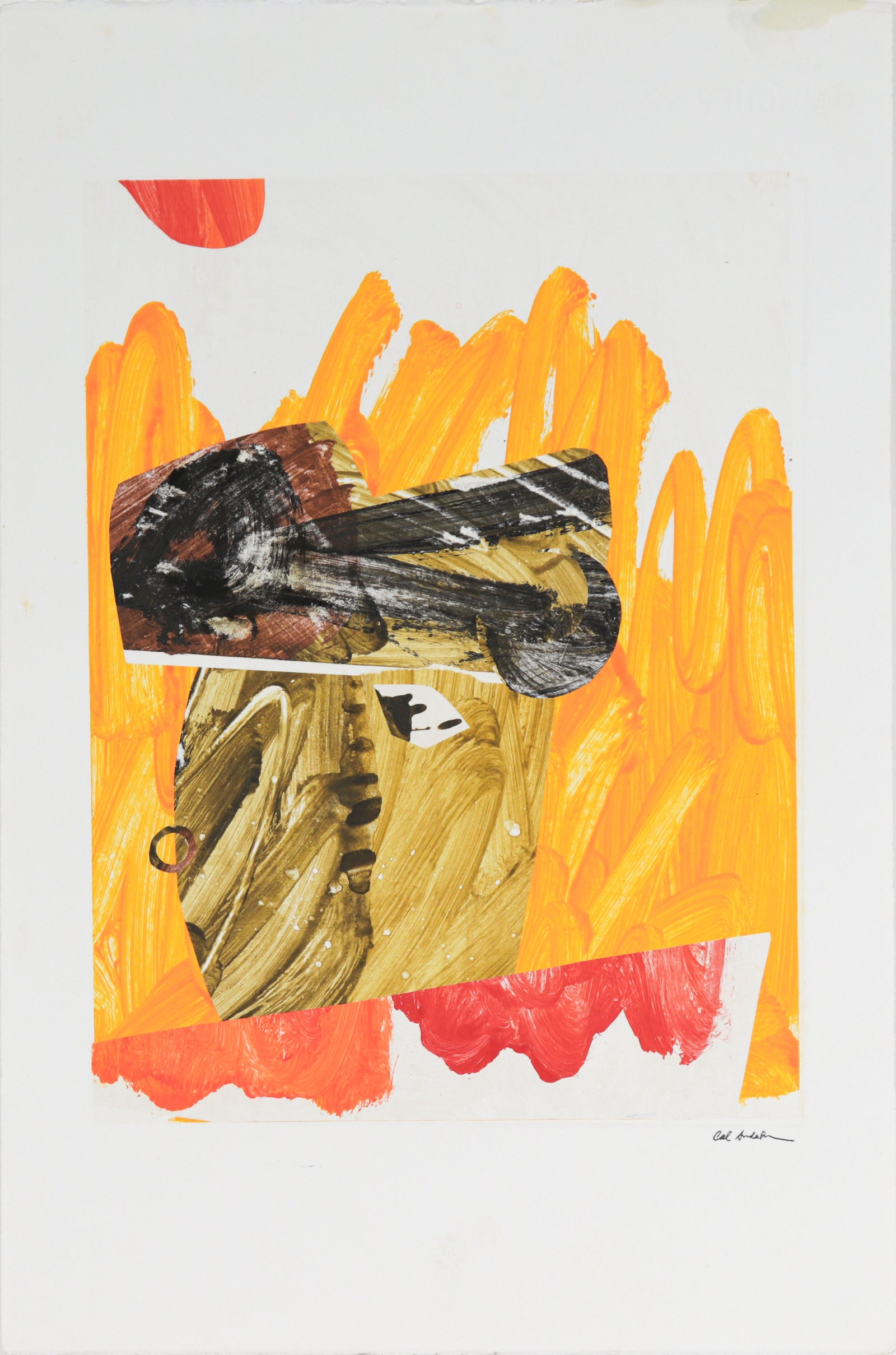 Vibrant Brushstroke Abstract <br>20th Century Monotype <br><br>#C0237