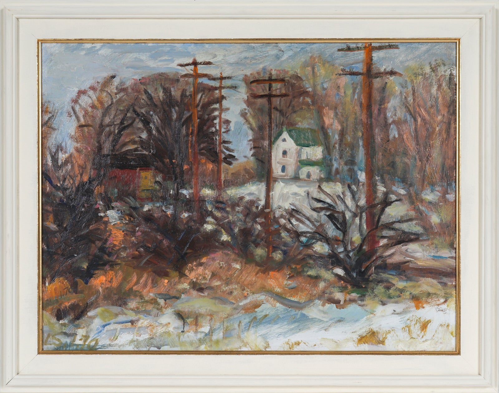 Winter Forest Scene <br>1970 Oil <br><br>#C0398