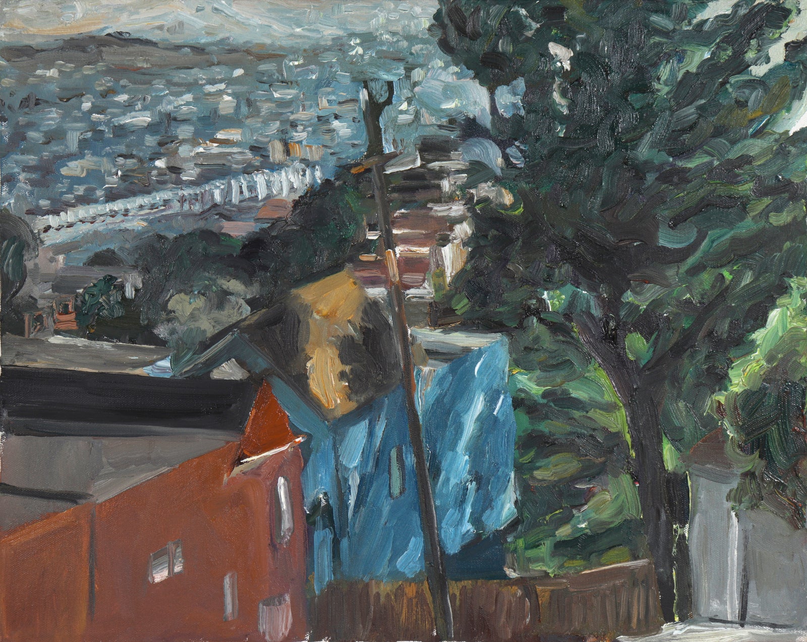 SF Backyard Scene<br>20th Century Oil<br><br>#C0452