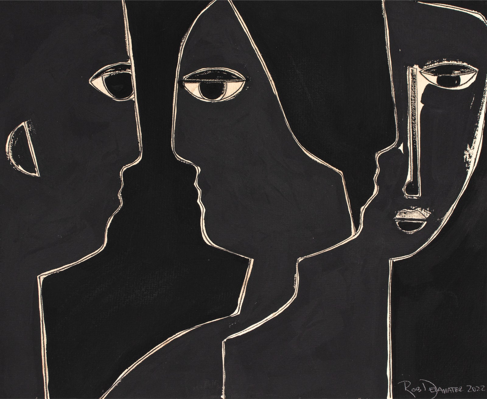 <I>Achilles, Patroclus and Briseis III</I> <br>2022 Hand-Mixed Pigment & Coffee on Paper <br><br>#C0630