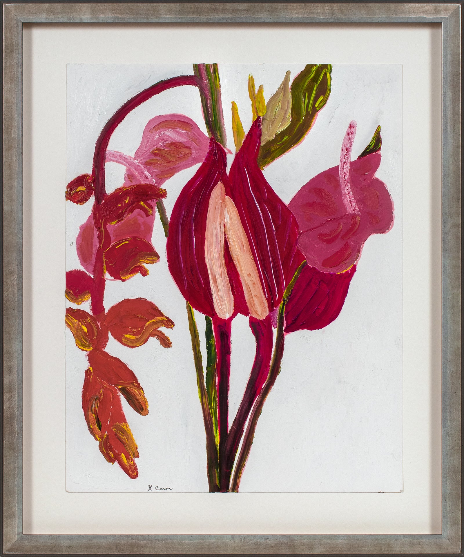<I>Tropical Flowers</i> <br>2022 Oil & Ink on Paper <br><br>#C0862