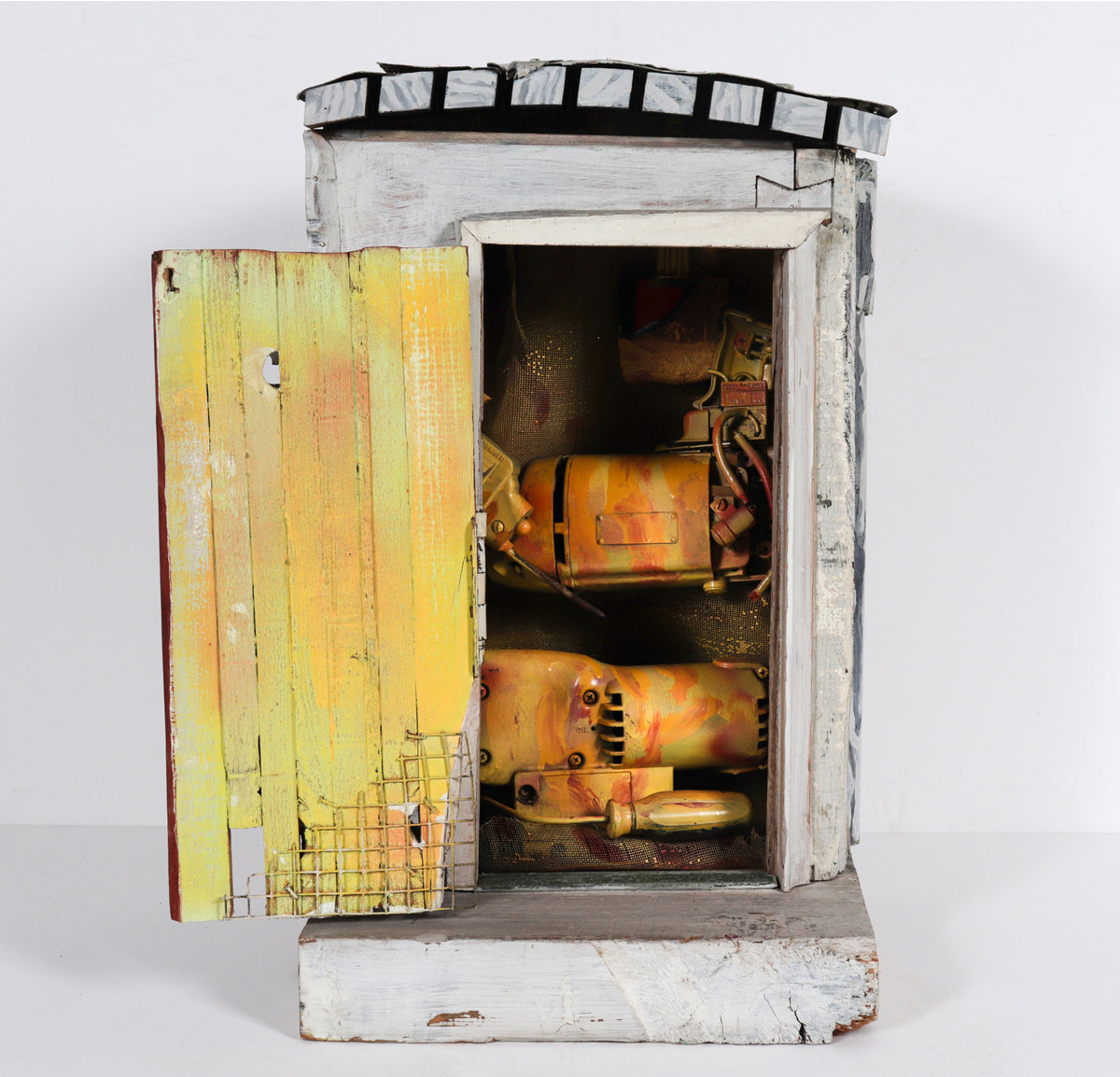 Assemblage Sculpture with Ephemera on Wood Base <br><br>#C0900