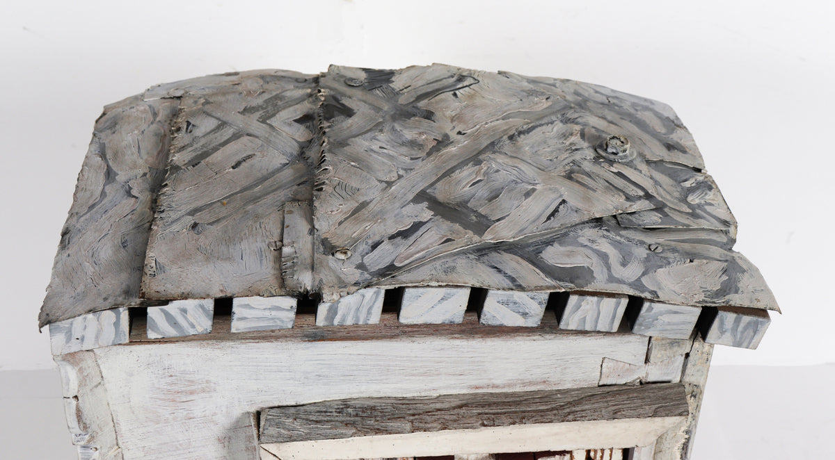 Assemblage Sculpture with Ephemera on Wood Base <br><br>#C0900