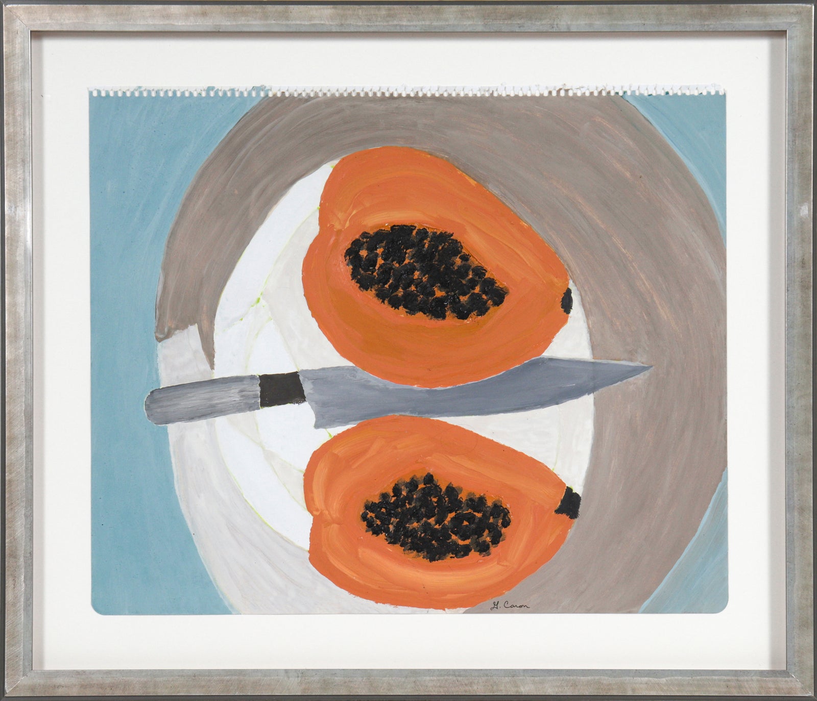 <i>Separation Attachment (Papaya)</I> <br>2022 Oil & Ink on Paper <br><br>#C0917