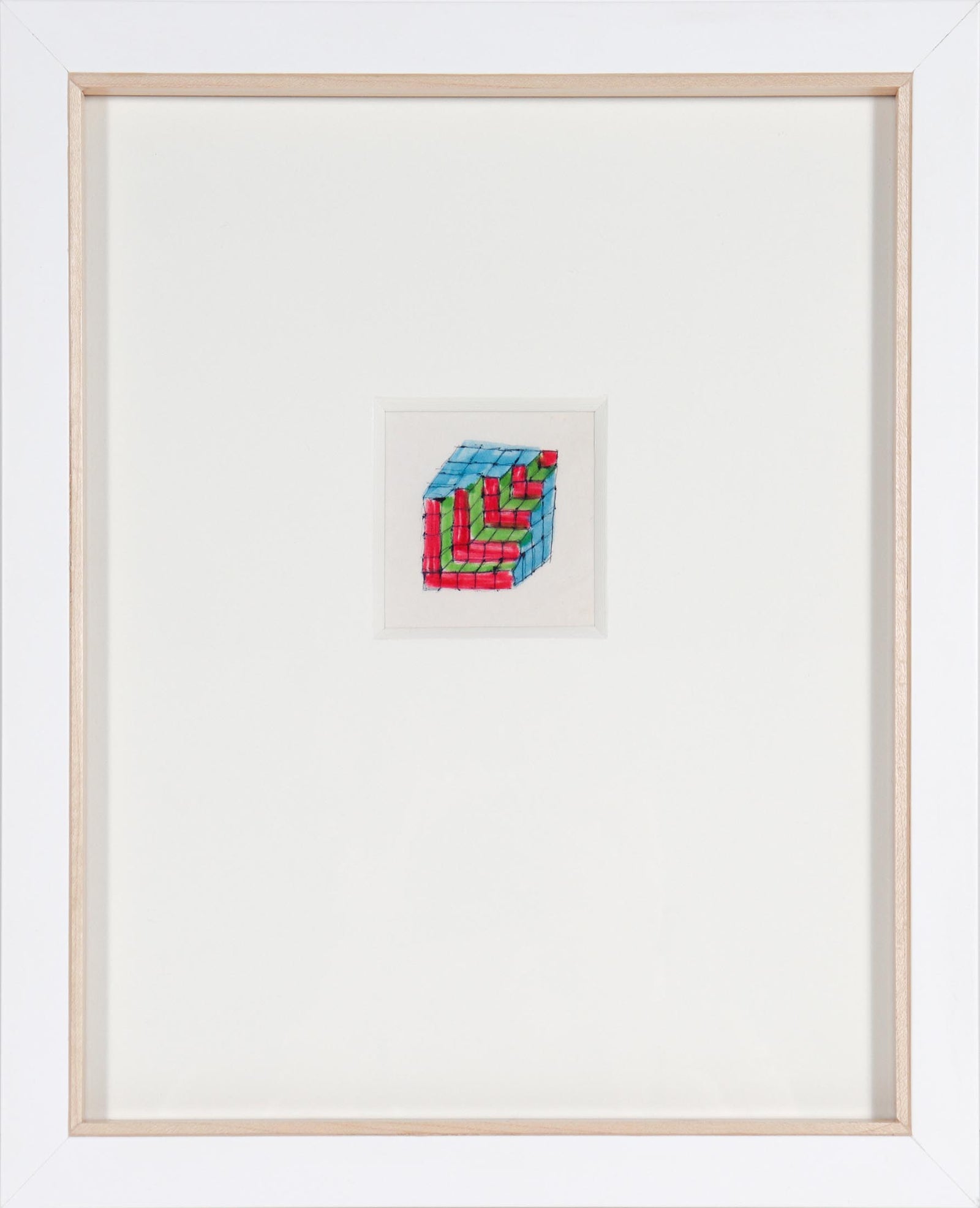 Angular Checkerd Optical Art Study <br>Mid Century Marker & Ink <br><br>#C1027