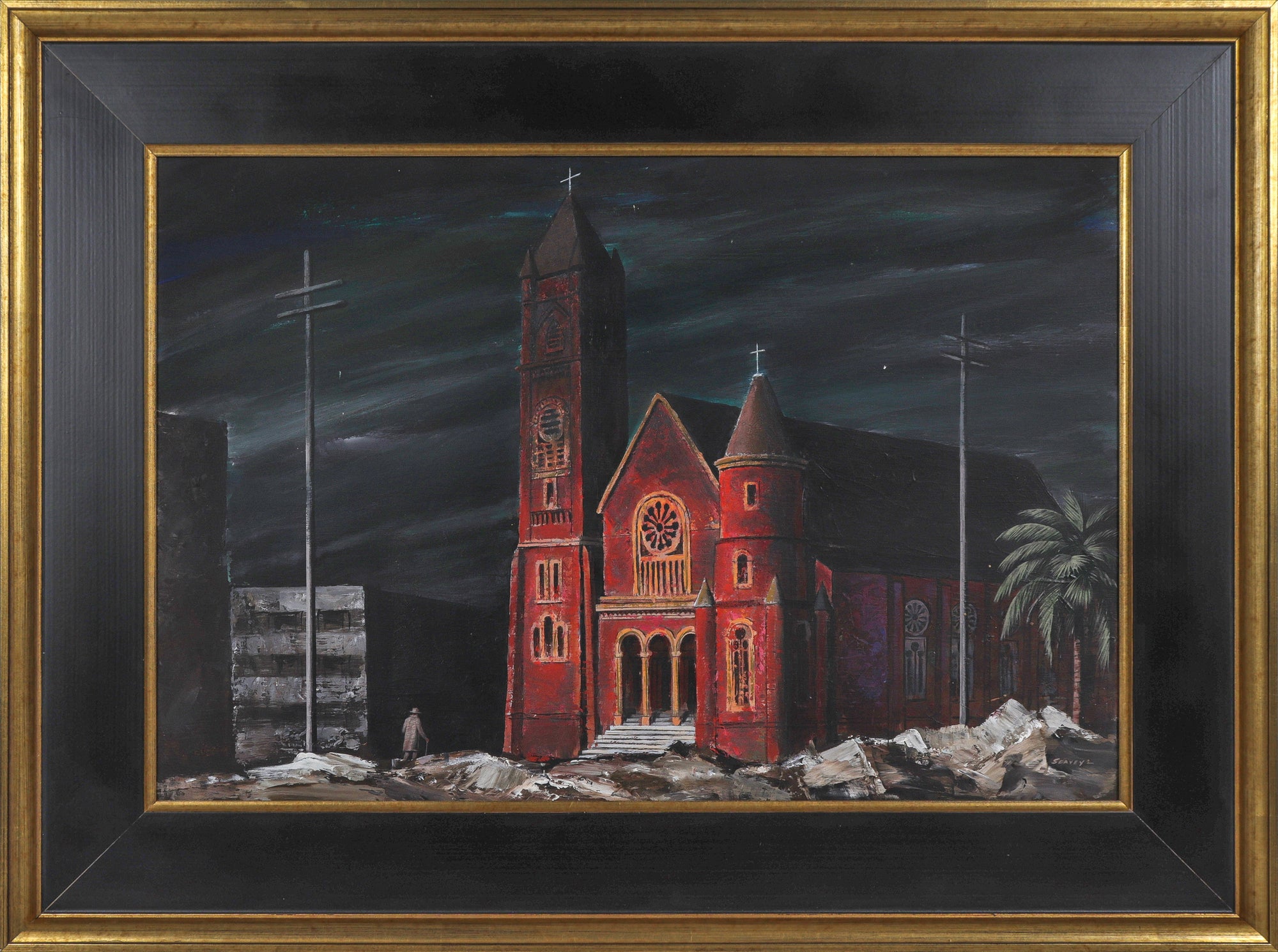 Moody Red Church <br>Mid Century Oil <br><br>#C1038