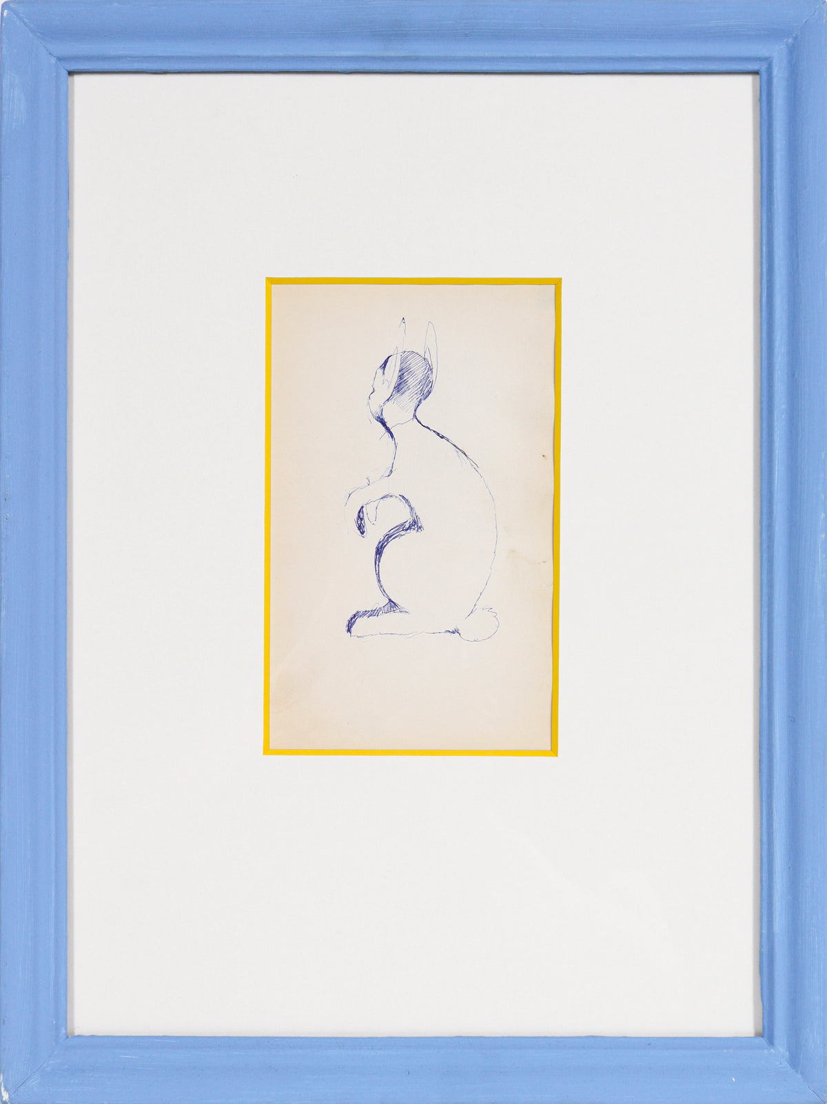 Blue Bunny Figure &lt;br&gt;1950-60s Pen on Paper &lt;br&gt;&lt;br&gt;#C1044