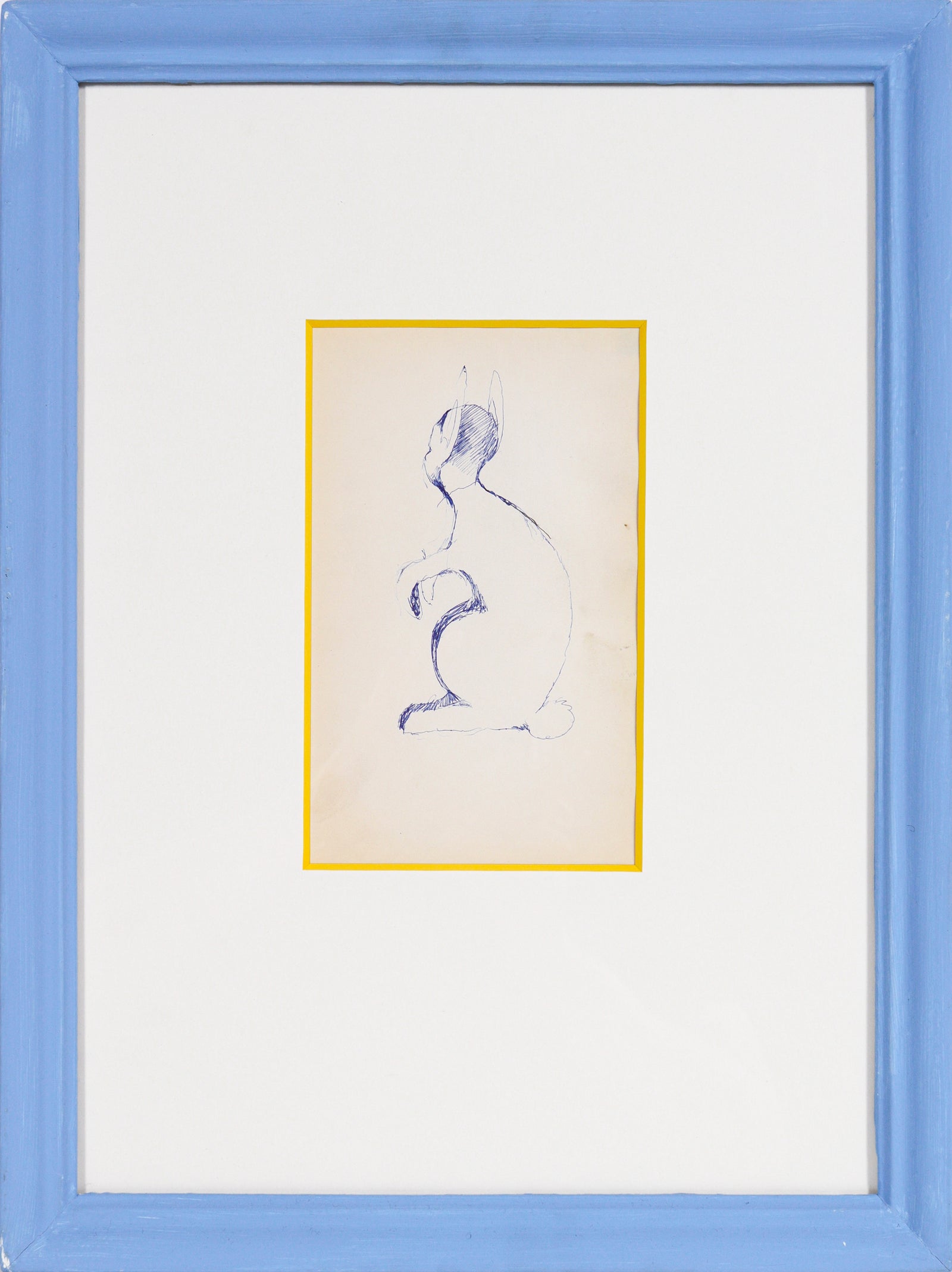 Blue Bunny Figure <br>1950-60s Pen on Paper <br><br>#C1044