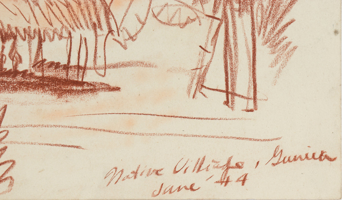 <i>Native Village (Philippines)</i> <br>1944 Conte Crayon <br><br>#C1083