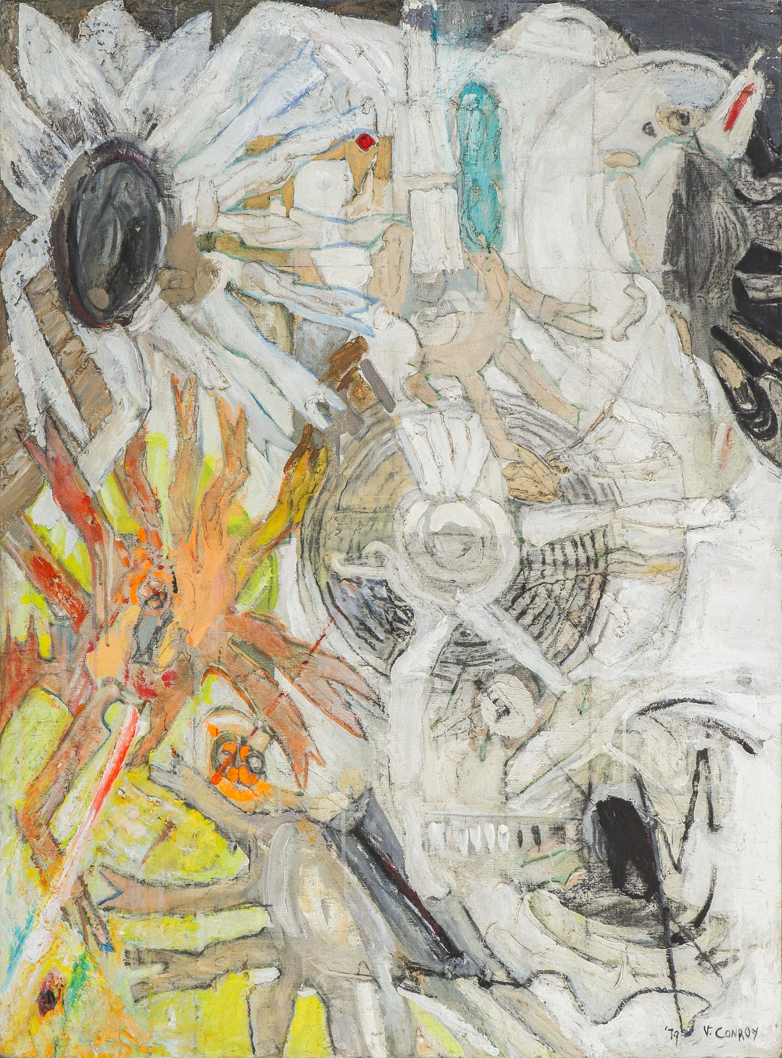 <i>Protoplast (atom activating proteins)</i> <br>1979 Oil, Acrylic & Swedish Putty <br><br>#C1152