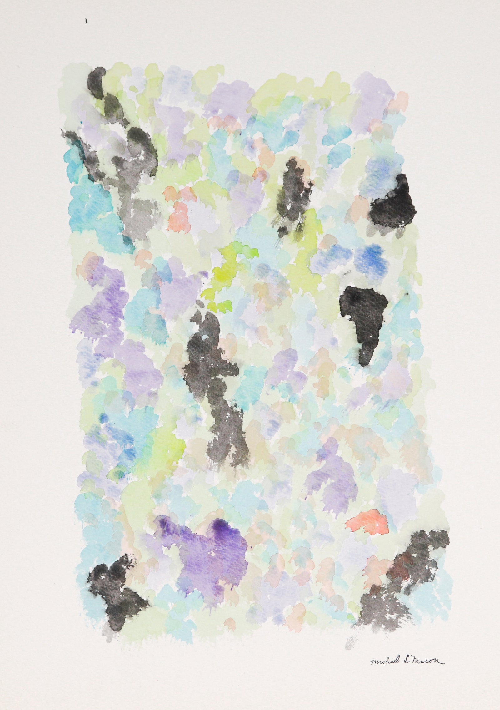 Pale Color Field Abstract <br>1960s Watercolor <br><br>#C1185