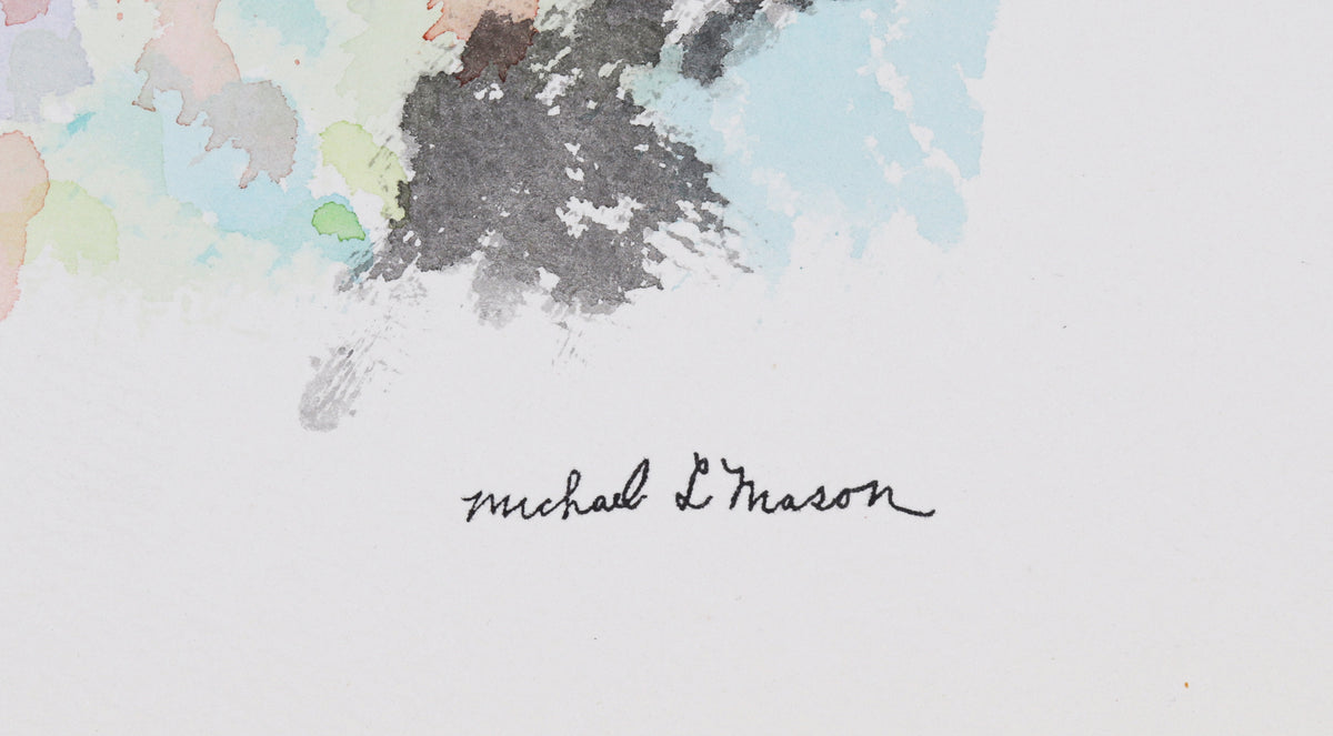 Pale Color Field Abstract <br>1960s Watercolor <br><br>#C1185