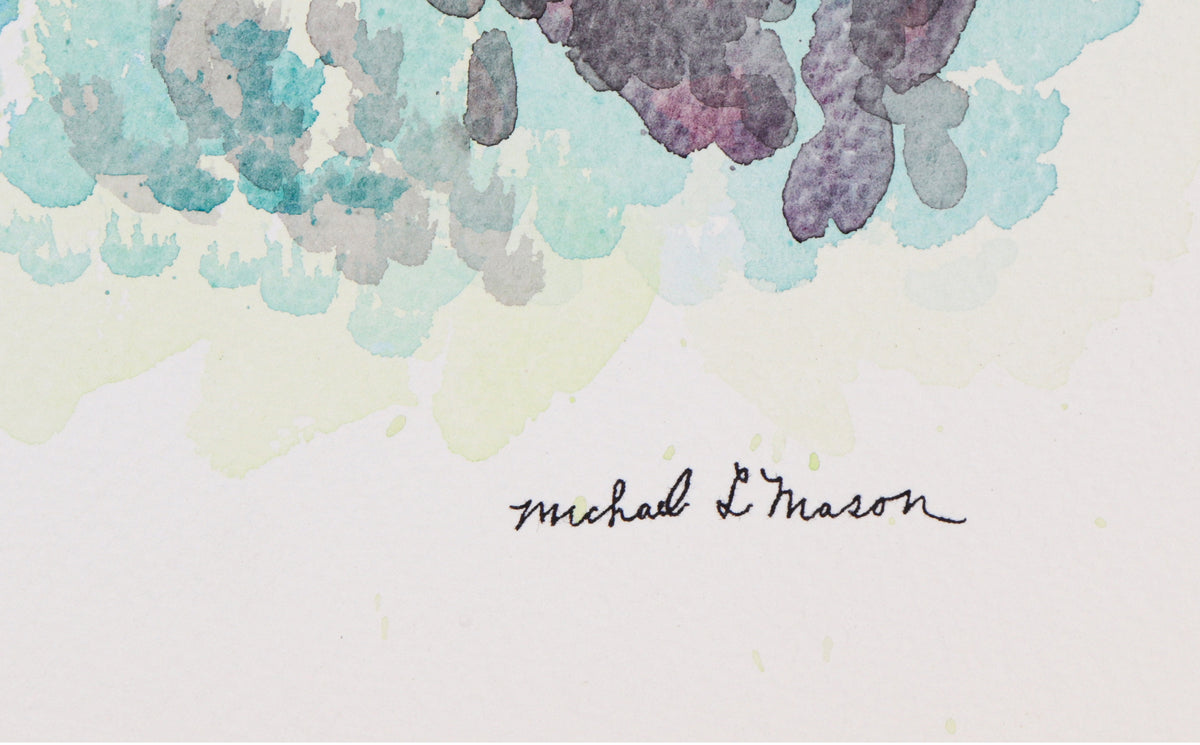 Dotted Pink & Teal Color Field <br>1963 Watercolor <br><br>#C1188