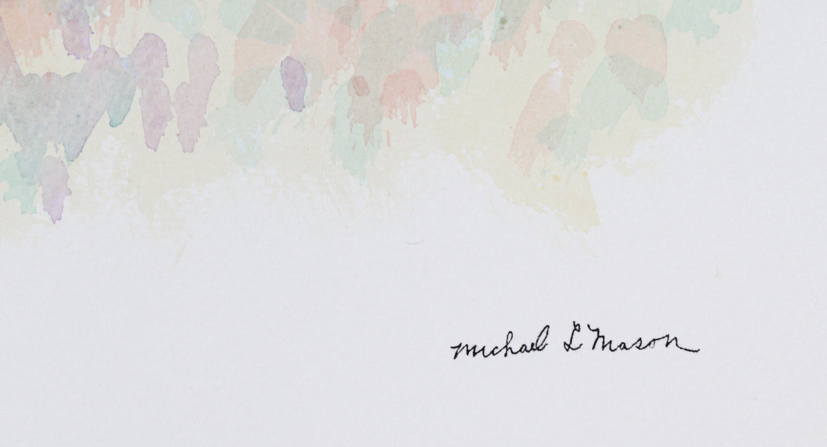 Floral Abstract Color Field <br>1960s Watercolor <br><br>#C1198