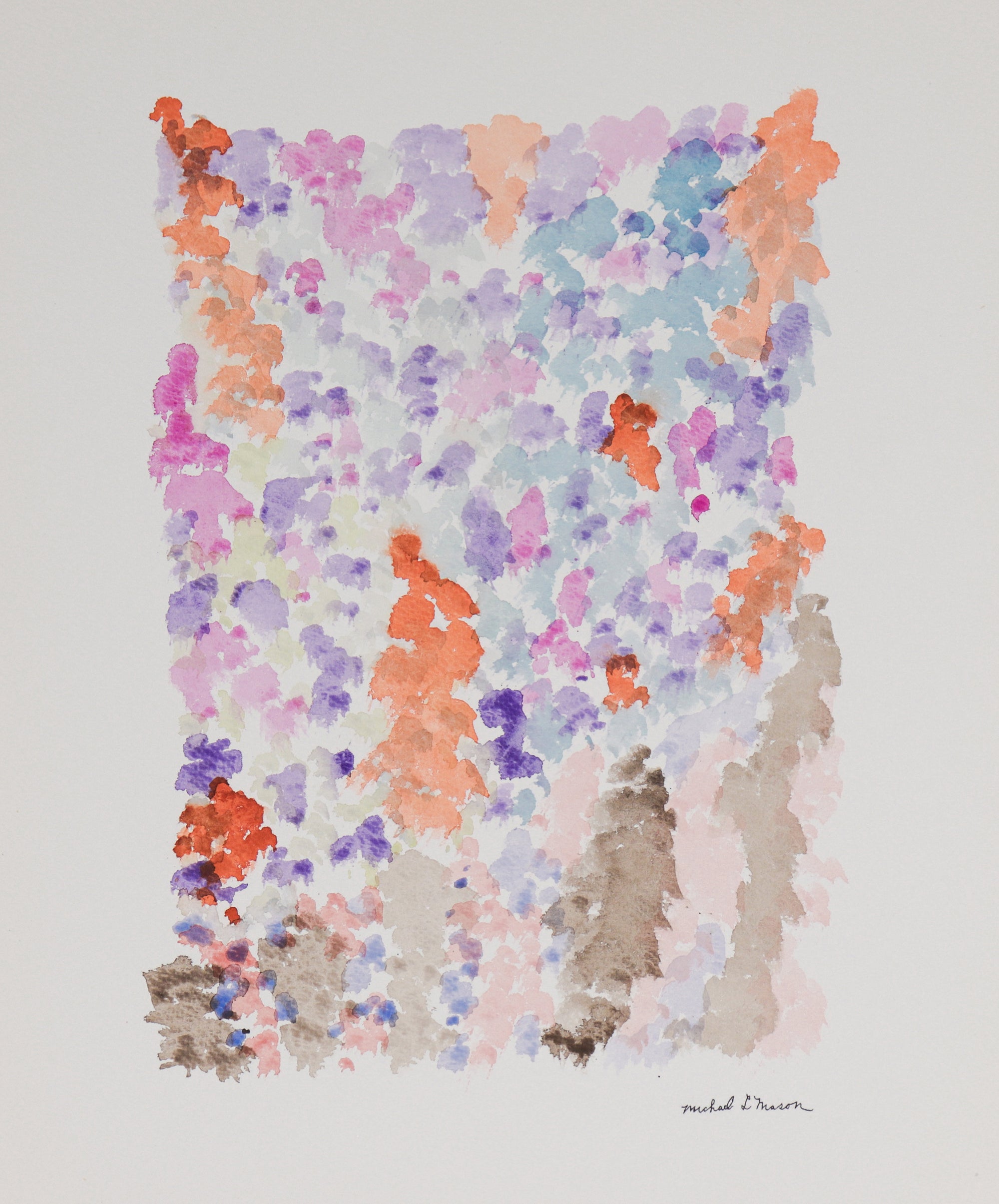 Orange & Purple Color Field <br>1960s Watercolor <br><br>#C1200