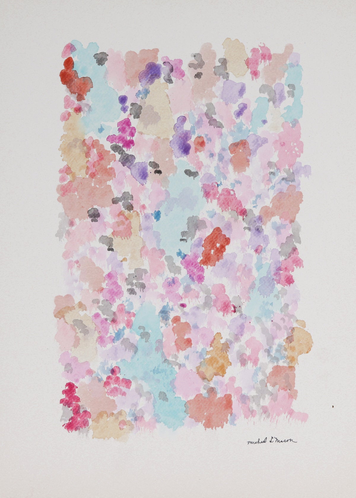 Floral Color Field with Pink &lt;br&gt;1960s Watercolor &lt;br&gt;&lt;br&gt;#C1202