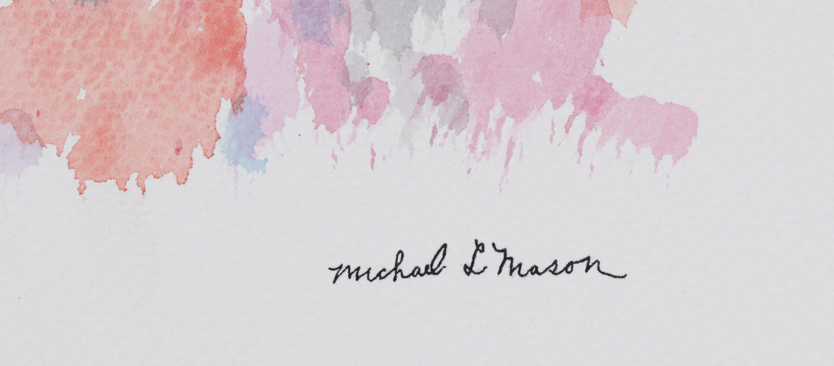 Floral Color Field with Pink <br>1960s Watercolor <br><br>#C1202