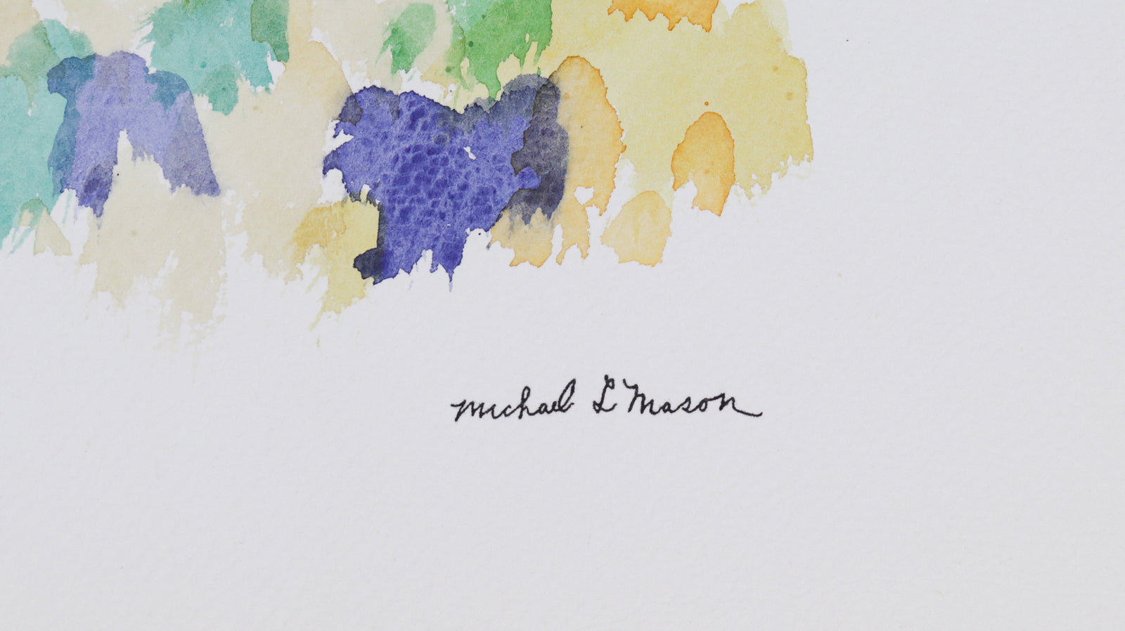 Bright Floral Color Field Abstract <br>1960s Watercolor <br><br>#C1206