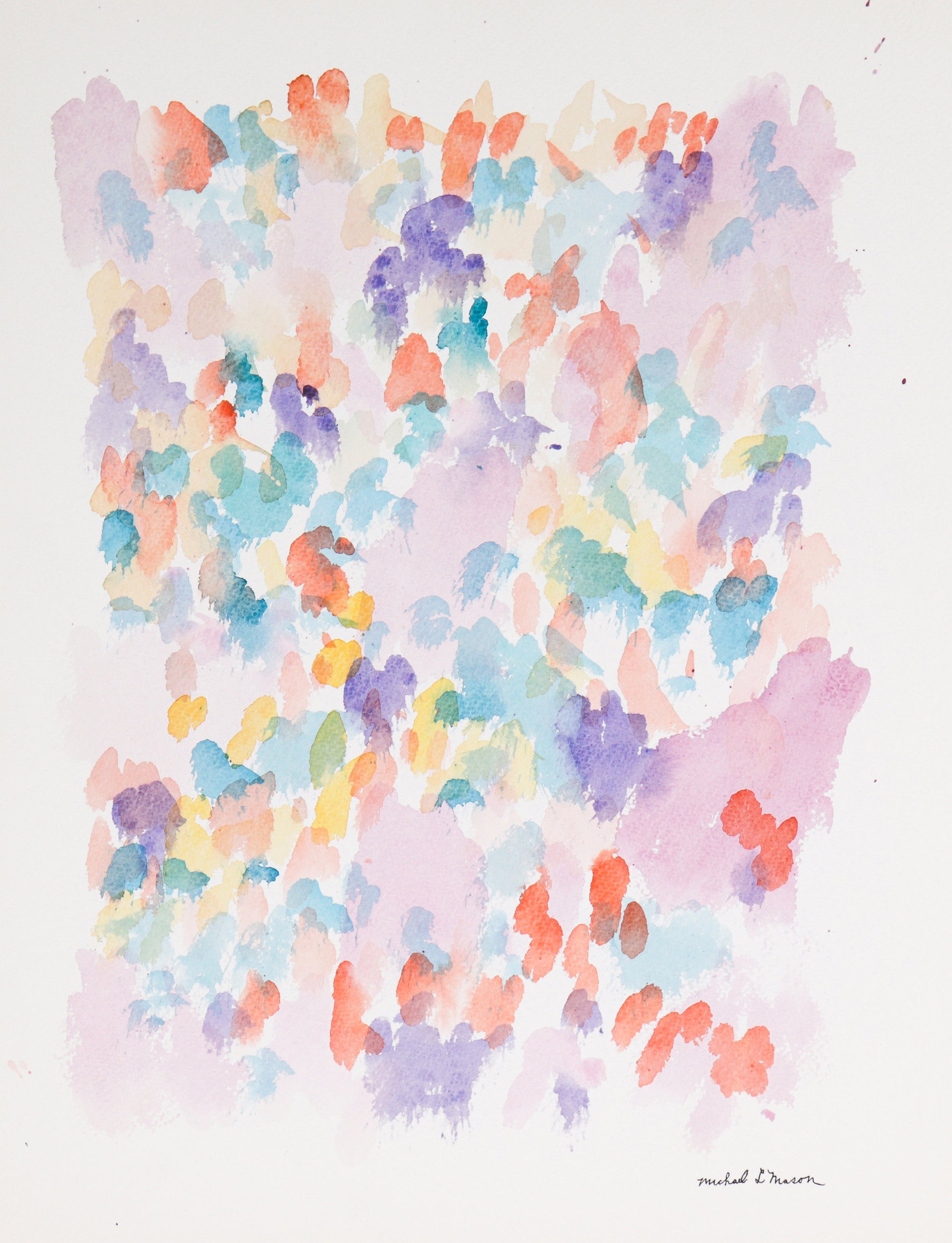 Bright Color Field Abstract <br>1960s Watercolor <br><br>#C1208