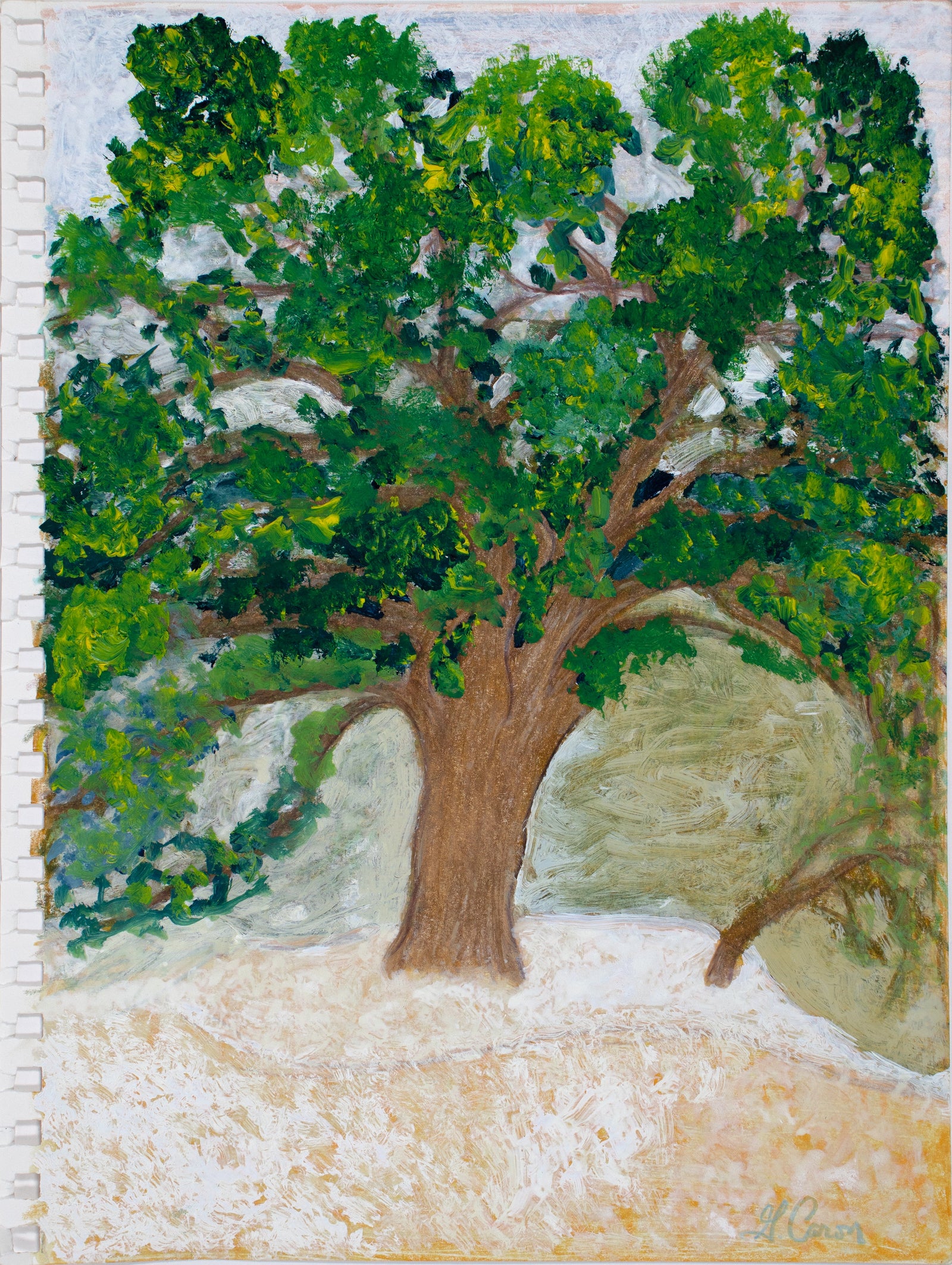 <I>Majestic Oak</I> <br>2022 Oil & Colored Pencil on Paper <br><br>#C1263