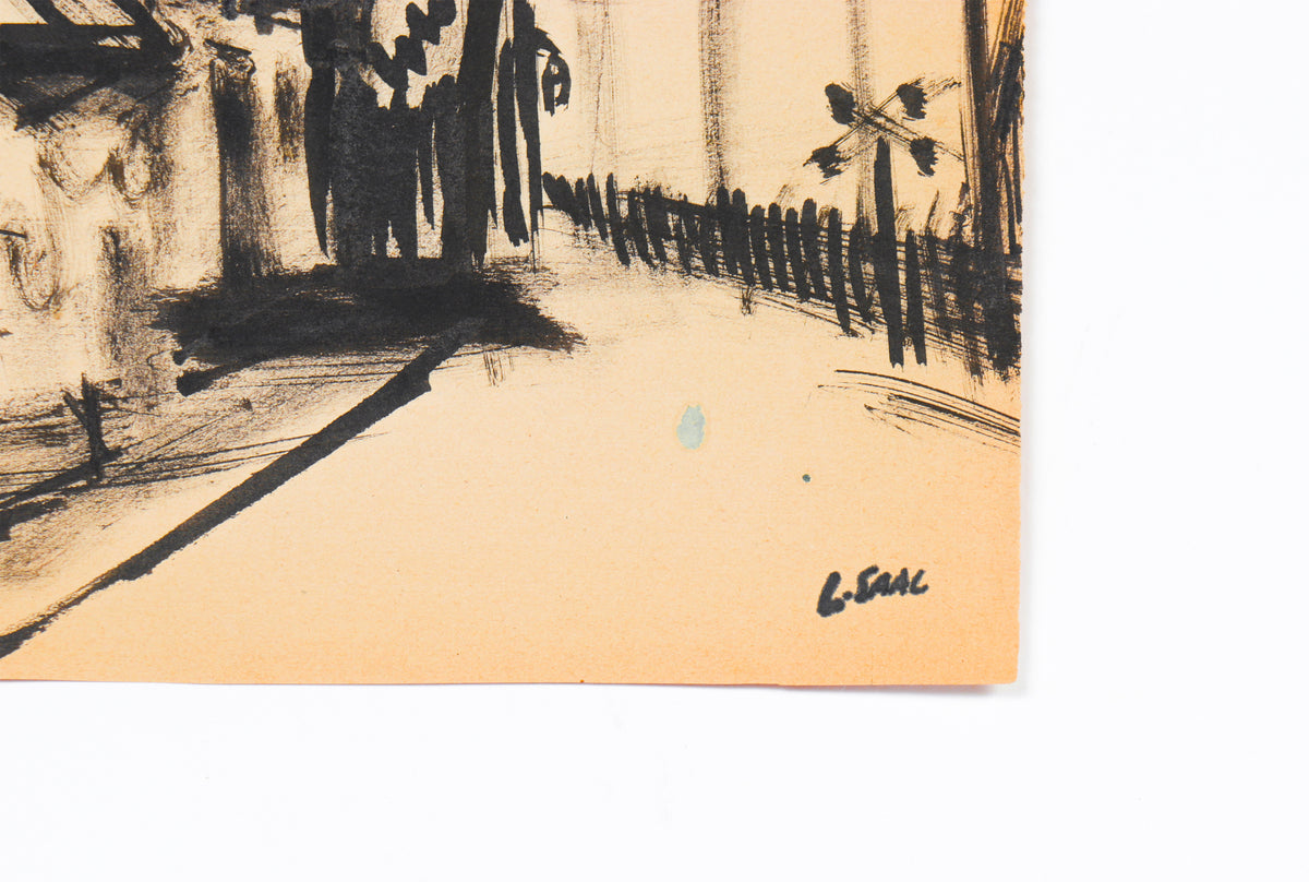 Down the Road Monochromatic Study<br>1946 Ink<br><br>#C1432