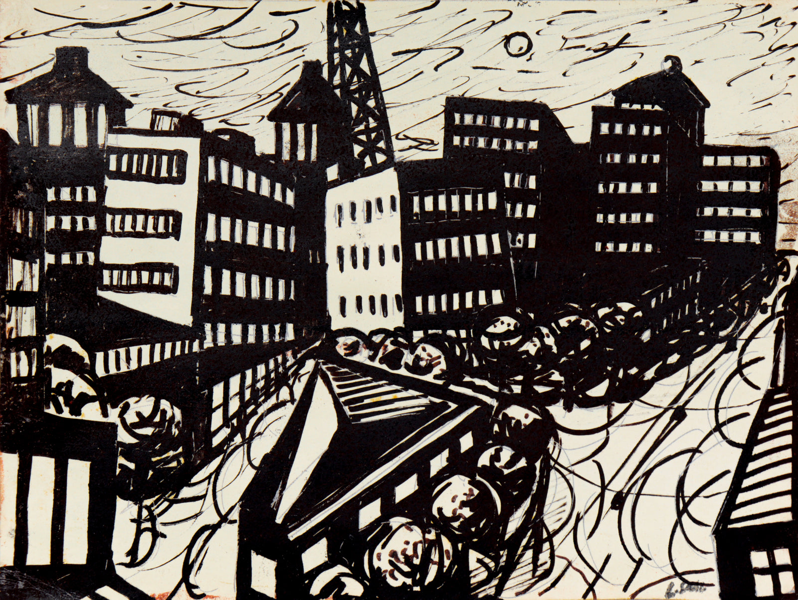 <I>Washington Ave.</I> <br>1956 Lithograph<br><br>#C1436