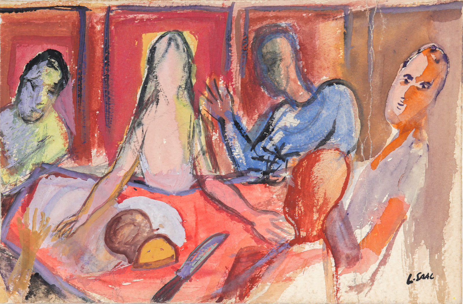 Rendition of The Last Supper <br>20th Century Gouache on Paper<br><br>#C1443