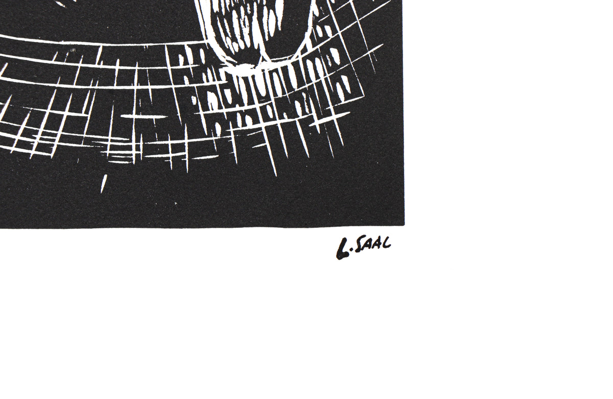 Trapeze Performers<br>1984 Linocut<br><br>#C1445