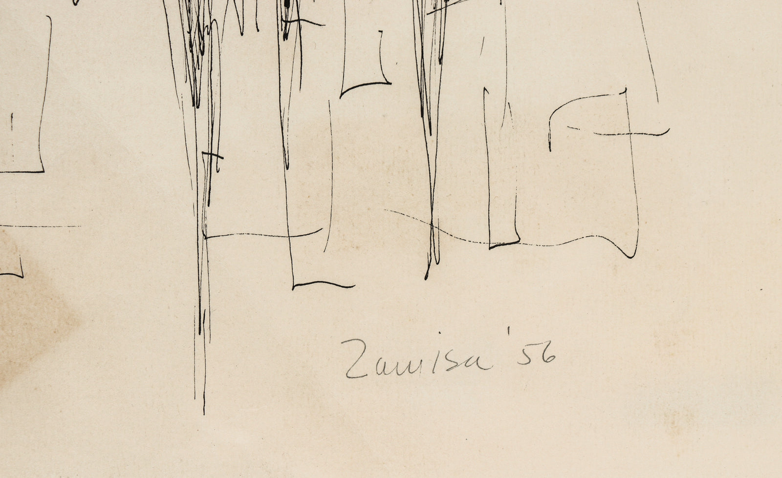 Frenetic Geometric Abstract <br>1956 Ink <br><br>#C1536