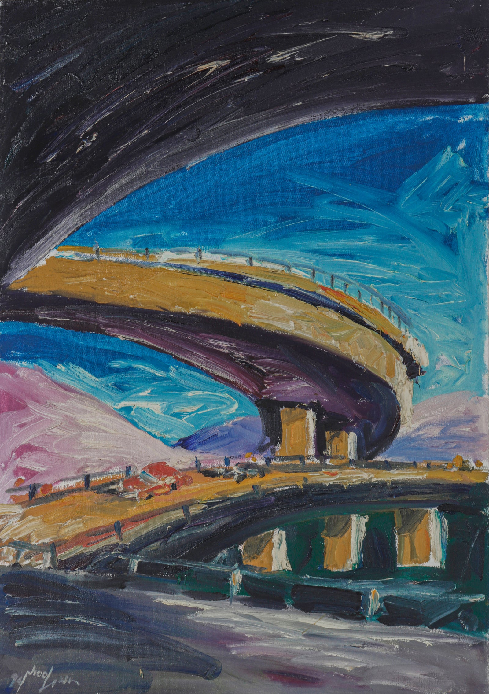 East Bay Freeway Scene <br>1994 Oil <br><br>#C1581