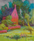 Pink House in the Woods <br> 20th Century Oil <br><br>#C1595