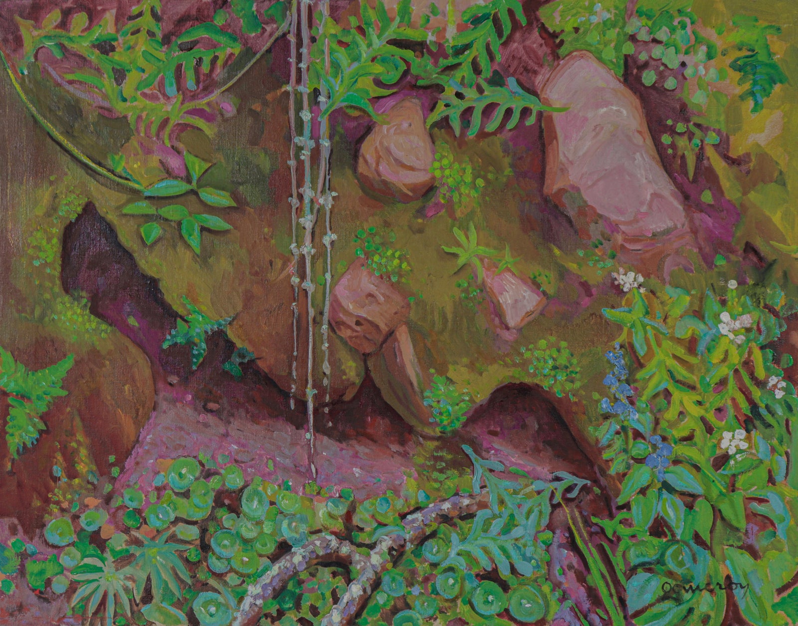 Bold Botanical Scene <br> 20th Century Oil <br><br>#C1589