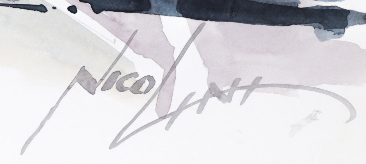 Abstracted East Bay Street Scene <br>20th Century Watercolor <br><br>#C1621