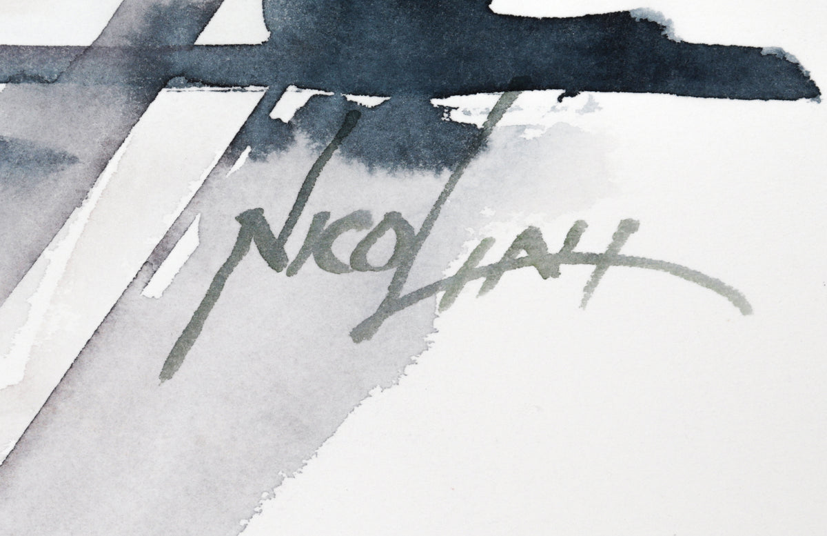 Bay Area Abstracted Freeway <br> 20th Century Watercolor <br><br>#C1625