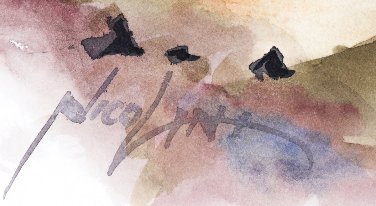 Abstracted Walk on the Beach <br> 20th Century Watercolor <br><br>#C1628