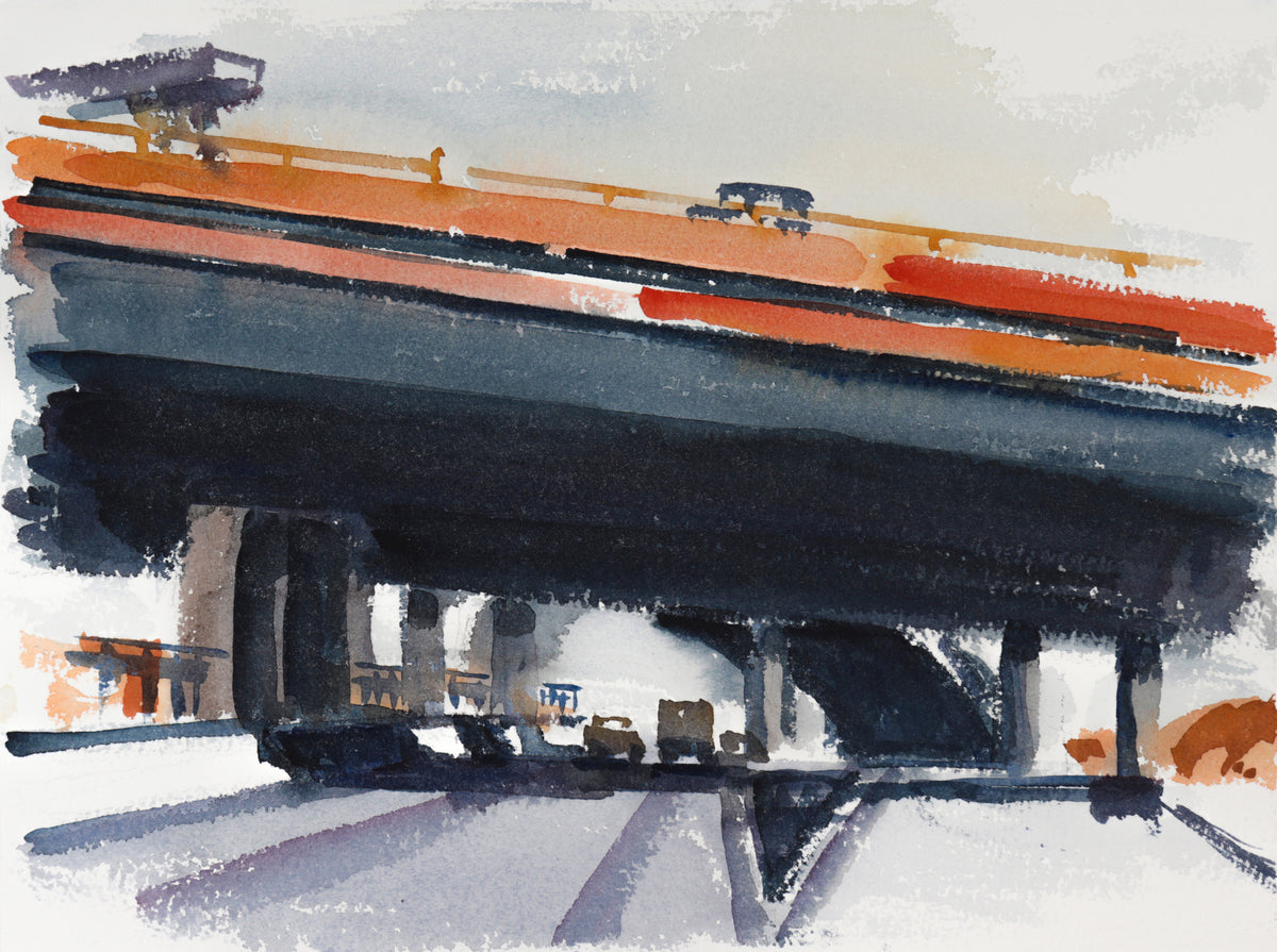 Abstract California Coastal Scene <br>20th Century Watercolor <br><br>#C1631