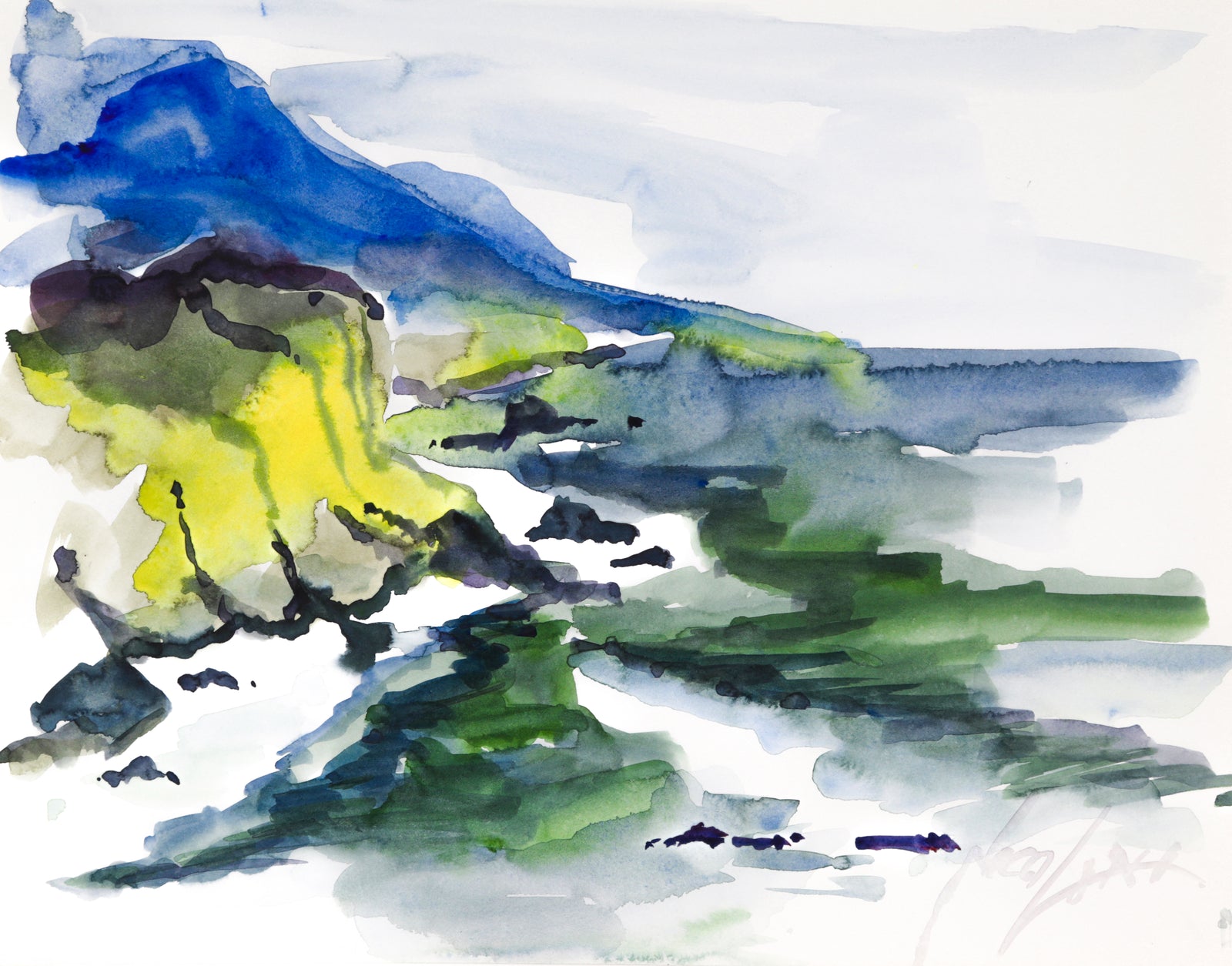 Coastal California Landscape <br>20th Century Watercolor <br><br>#C1640